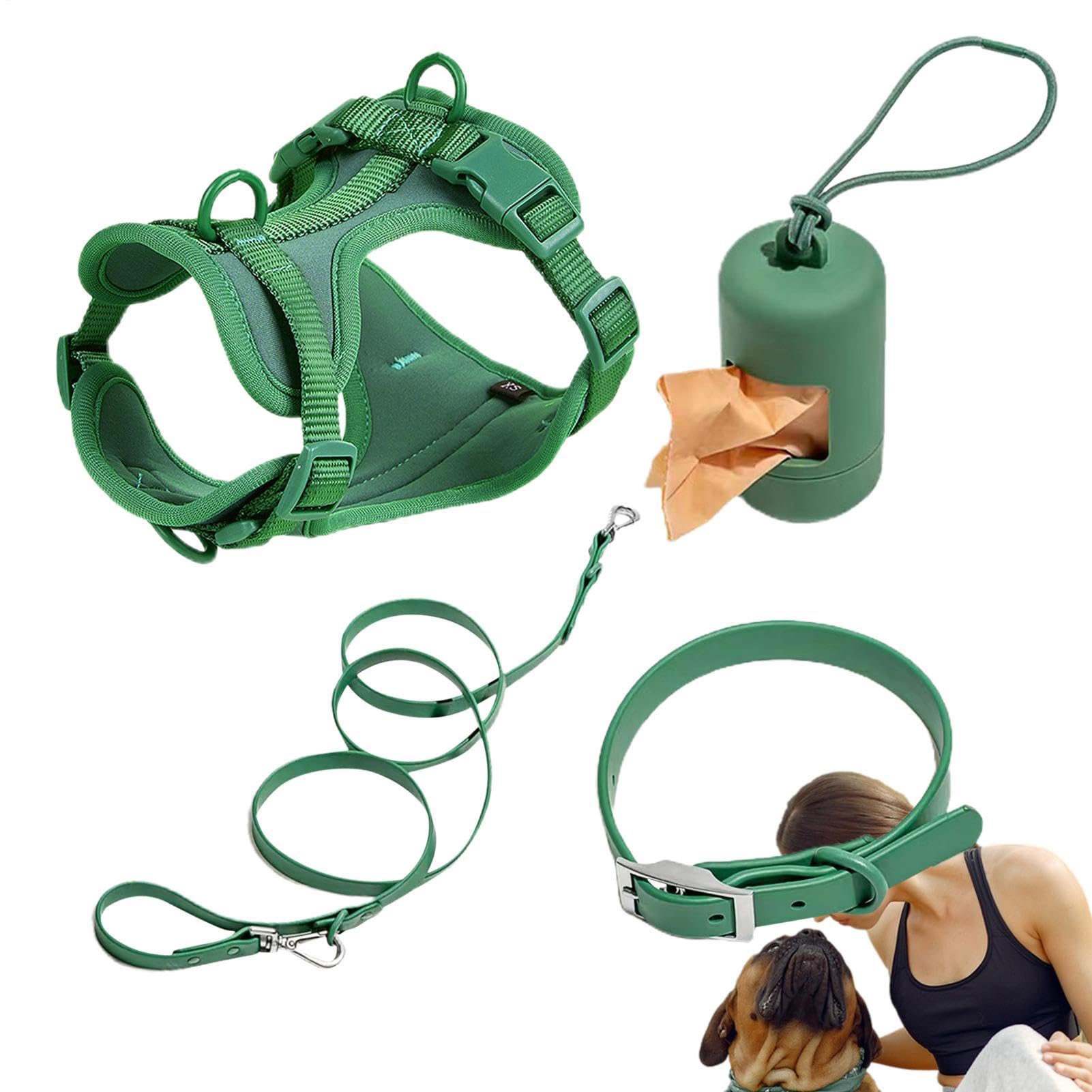 Juego de arnés para perros pequeños, juego de correas para perros | Arnés para perros sin tirones para perros medianos | Juego de correas multifuncionales para perros medianos y fáciles de cami