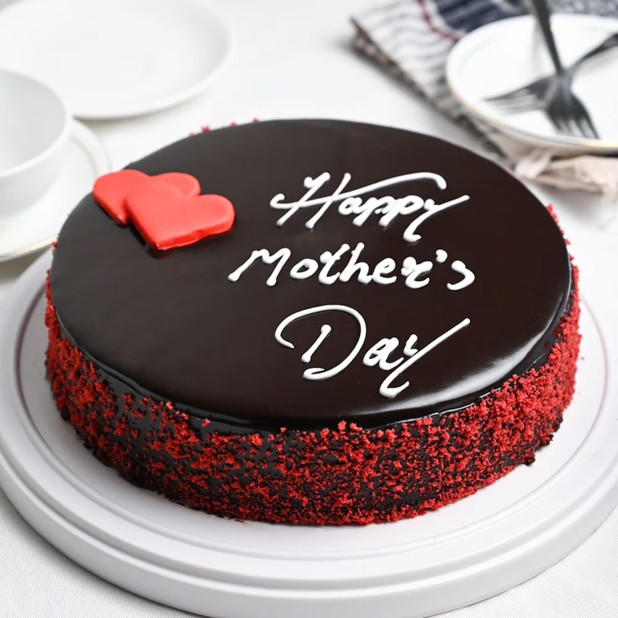 FlowerAura Mother's Day Surprise Delicious Silky Smooth Fresh Tasty Choco Red Velvet Mother's Day Cake For Mother | Cake For Mom | Cake For Maa | Cake For Mother-In-Law (Same Day Delivery) (0.5Kg)-image-23