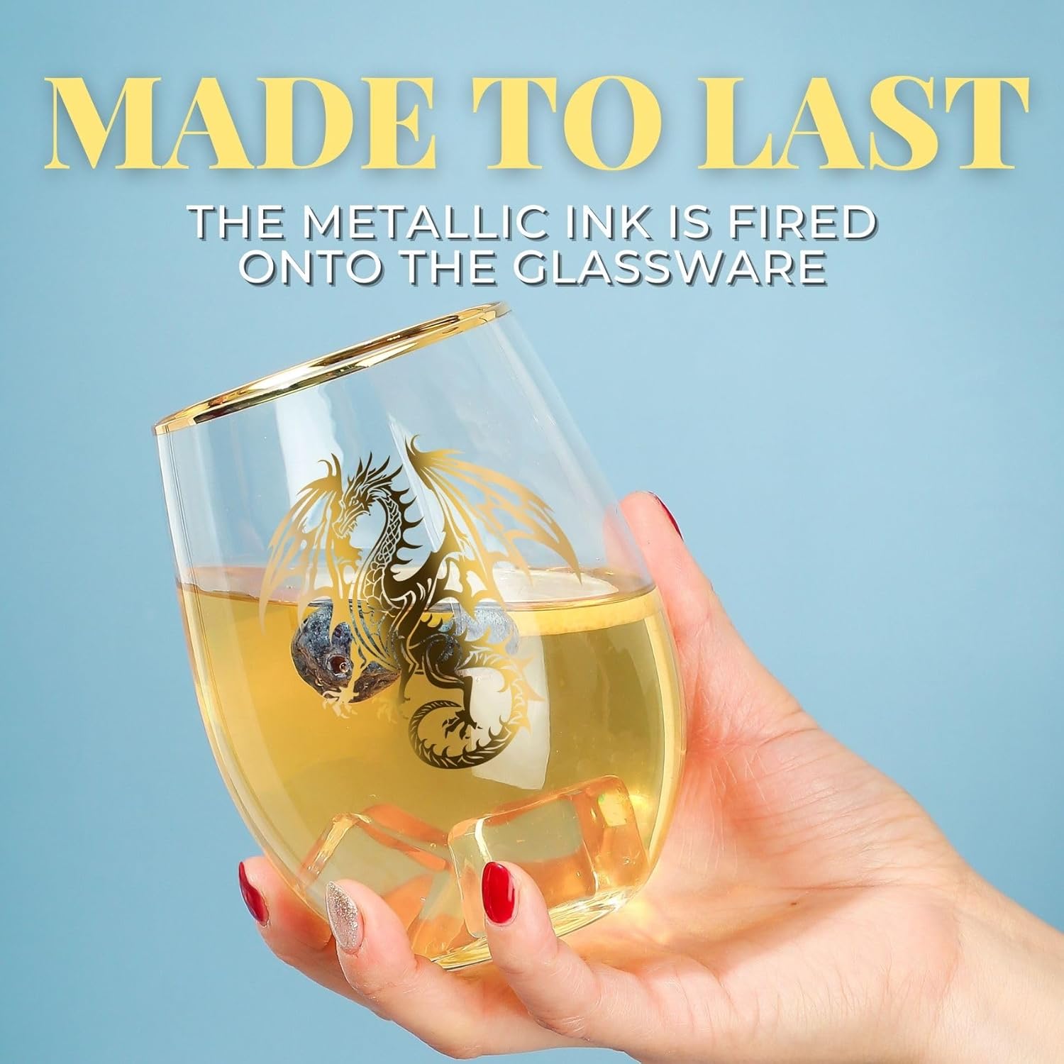 Onebttl Dragon Gifts for Women, Dragon Lovers, 17 Oz Stemless Wine Glass, Birthday Christmas for Coworker, Wife, Mom - Image 6