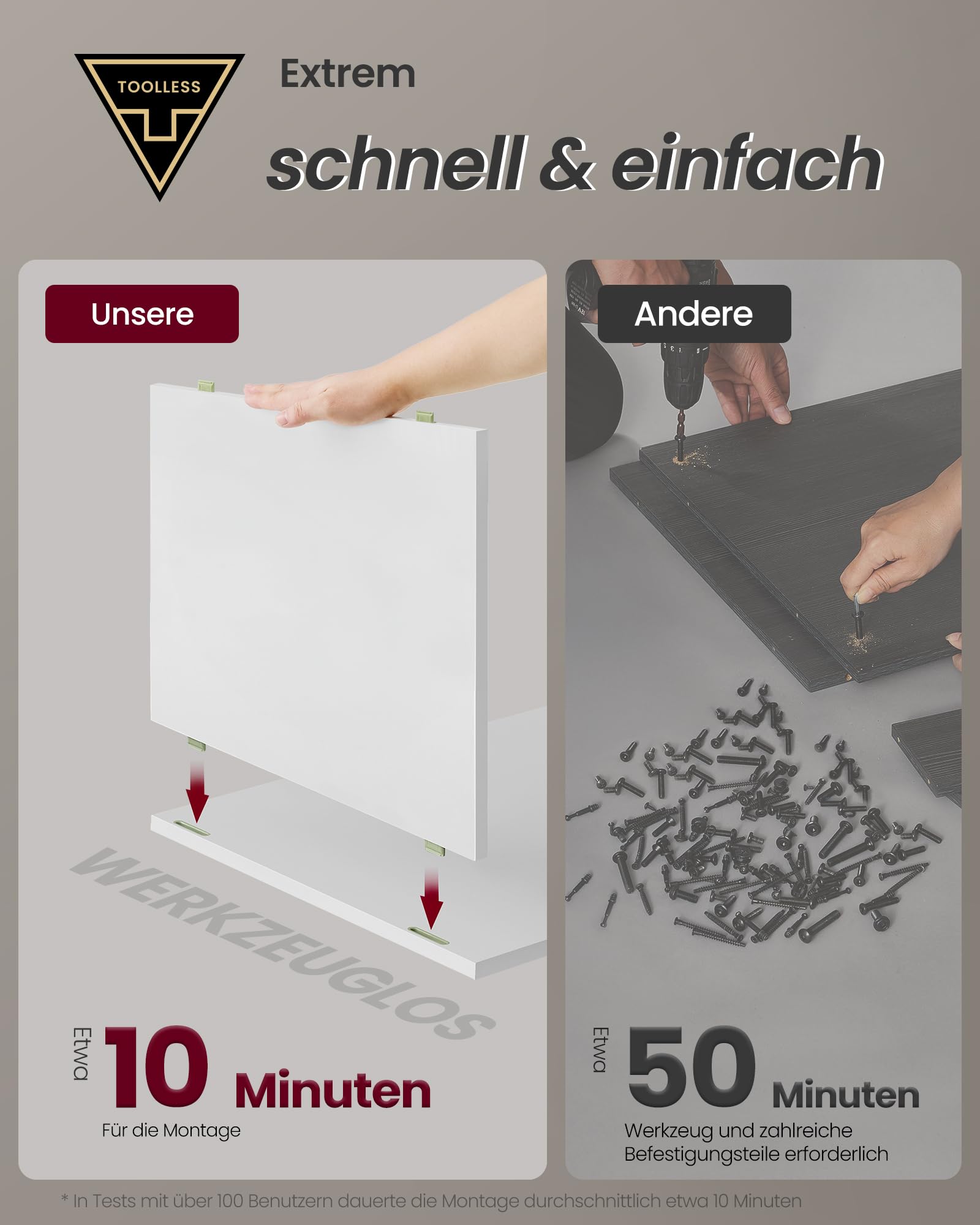 VASAGLE Nachttisch, Snapsemble – superschnelle Montage, Beistelltisch mit Ladefunktion, Nachtschrank mit Schublade, Schlafzimmer, mattweiß LET777W04