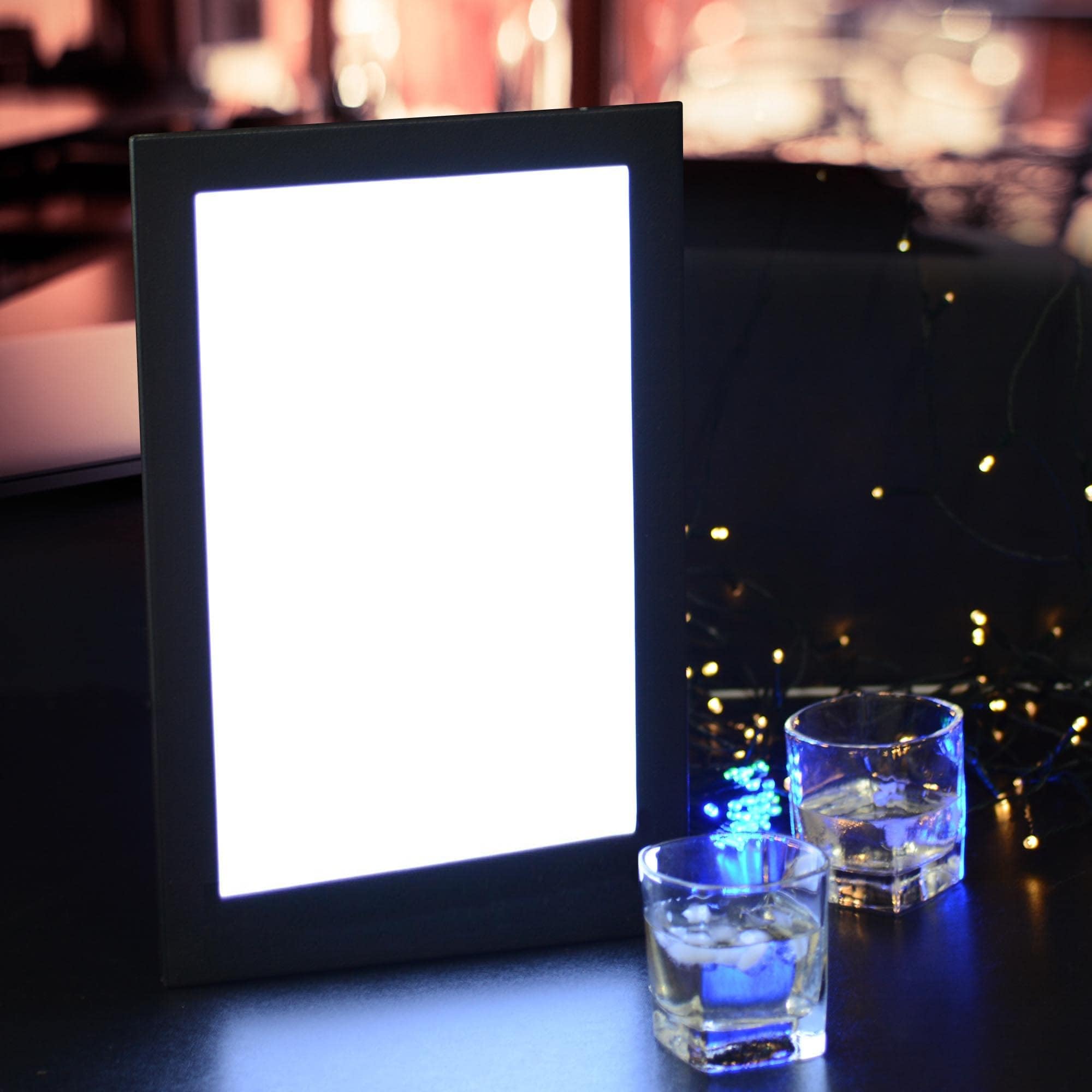 8.5" x14" Rechargeable Menu Cover Holder LED Backlit Menu Holder Illuminated Black Leatherette Menu Holde/Check Displayer for Restaurant Bars and Fine-Dining Establishments (Single Page)