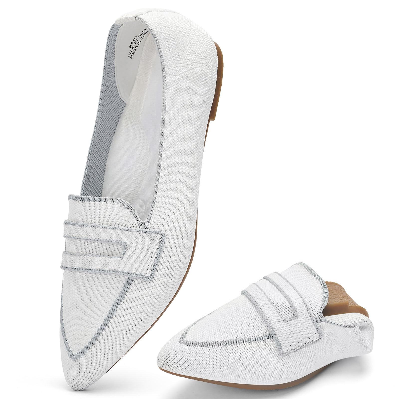 Puxowe Damen Ballerinas Slip On Spitz Strick Kleid Flache Schuhe Pumps Elegant Bequem Ballerina Flats für Damen
