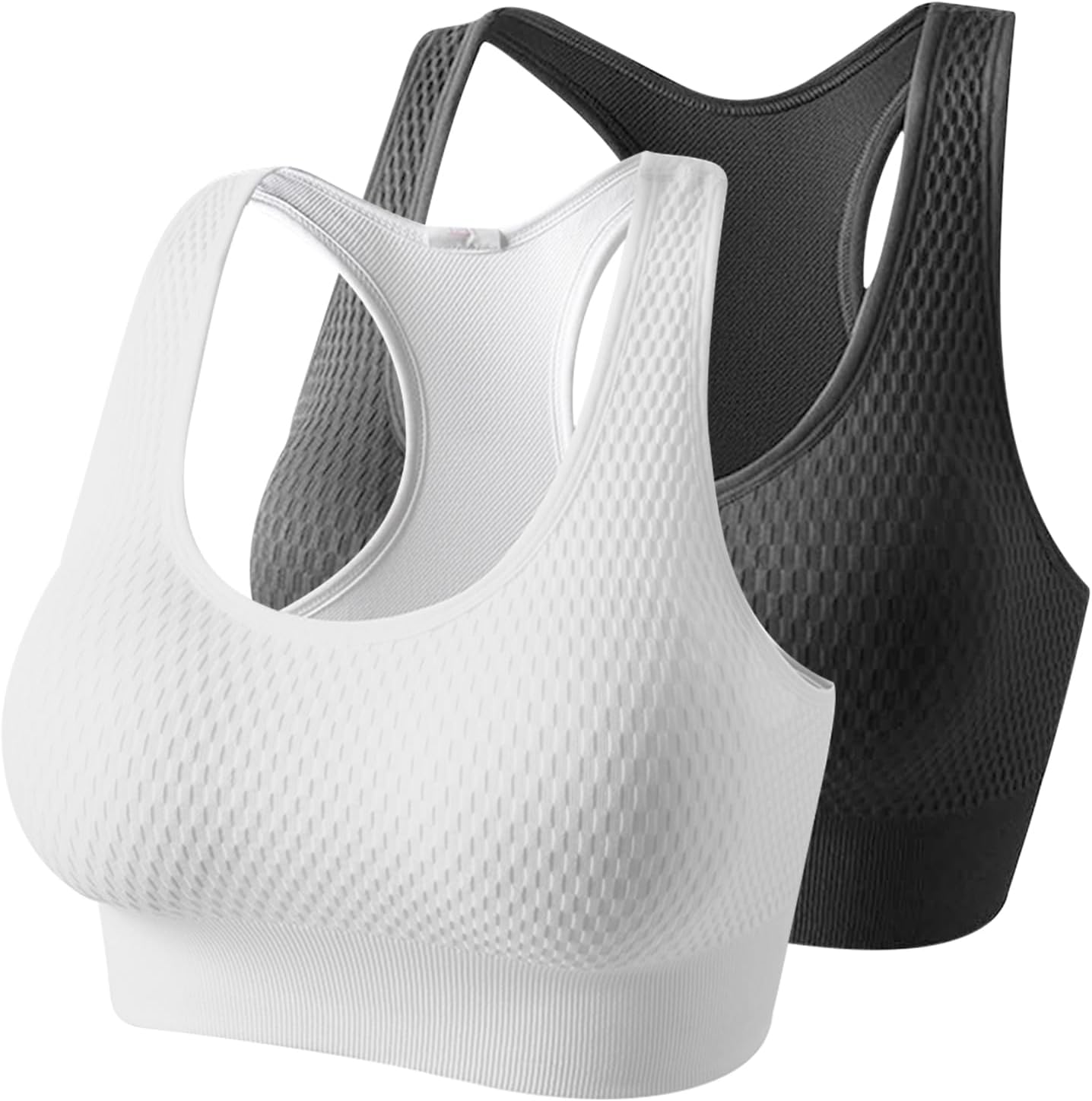 Women's Seamless Sports Bras-Padded High Impact Support Workout Bra Tops for Yoga Gym Fitness (2 Pcs)