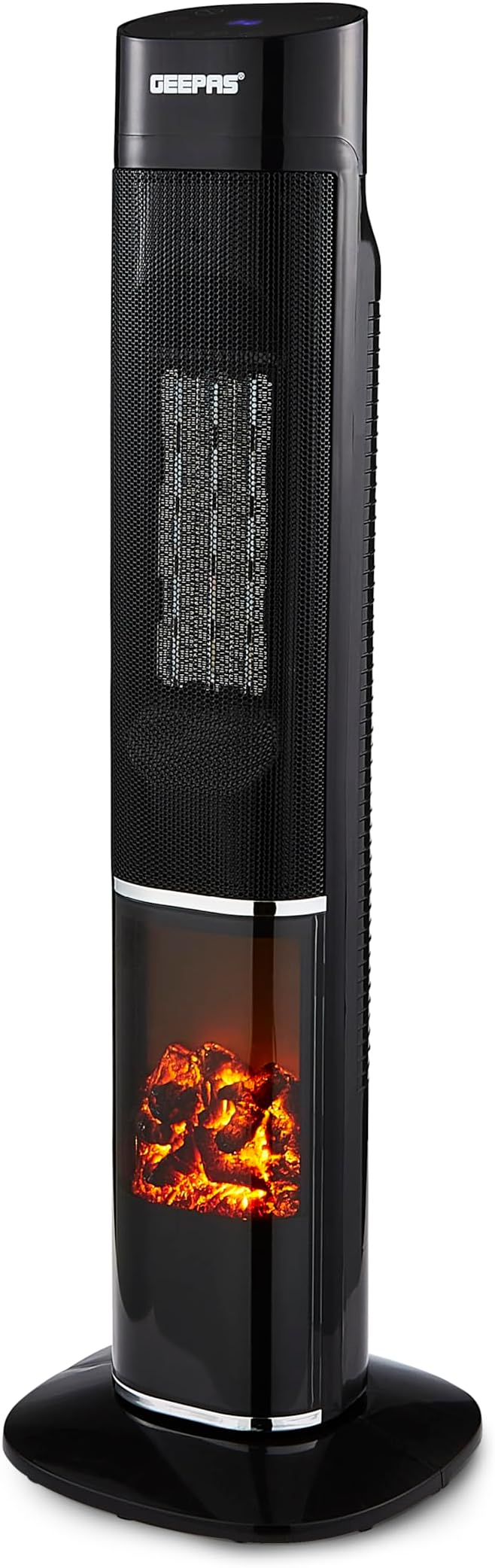 MONHOUSE Oscillating Tower Fan Heater with Fireplace 33 inches Portable PTC Ceramic Electric