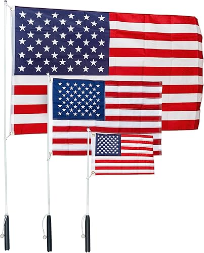 Miniatura 6 de South Wind Designs Soporte de caña de barco premium con soportes de bandera giratorios. Las opciones incluyen bandera estadounidense bordada de 12 x