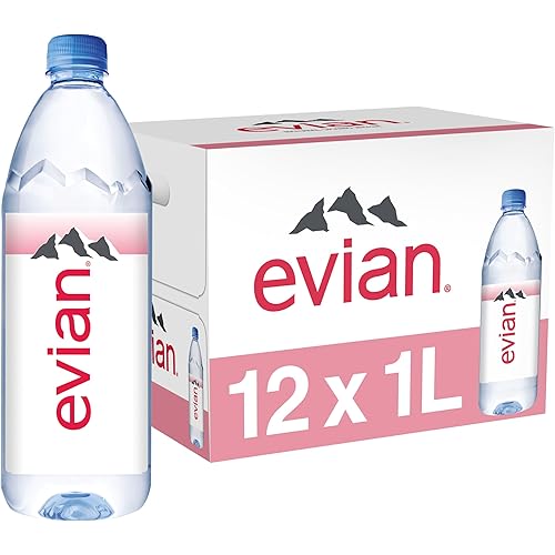 Evian Natural Spring Water, 1 L bottle, 12 pack