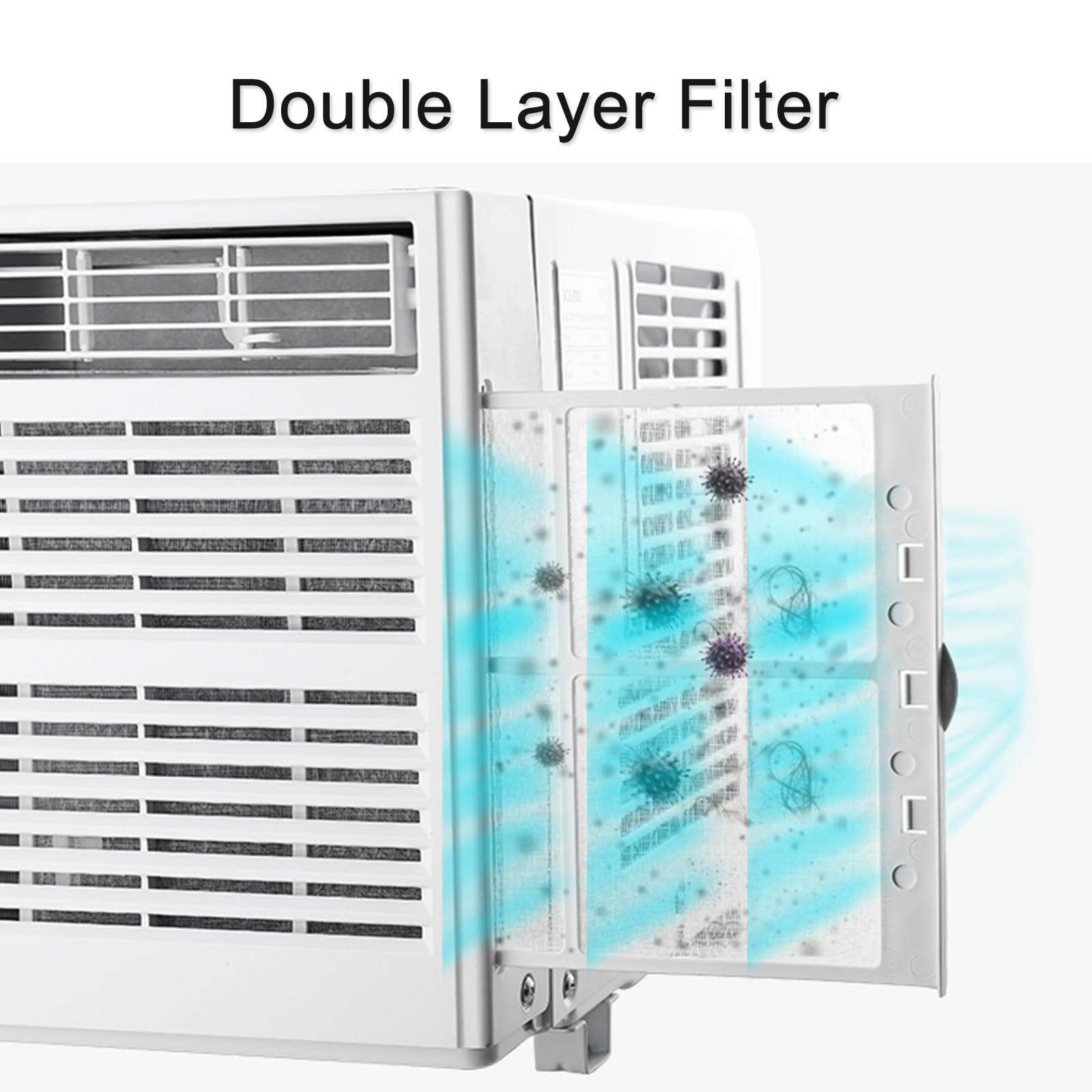 Condizionatore d'aria da Finestra 9000 BTU con Telecomando E Termostato Regolabile, Condizionatore Da Finestra, Raffreddamento Fino a 20M², Temporizzazione 24H, Funzionamento Silenzioso