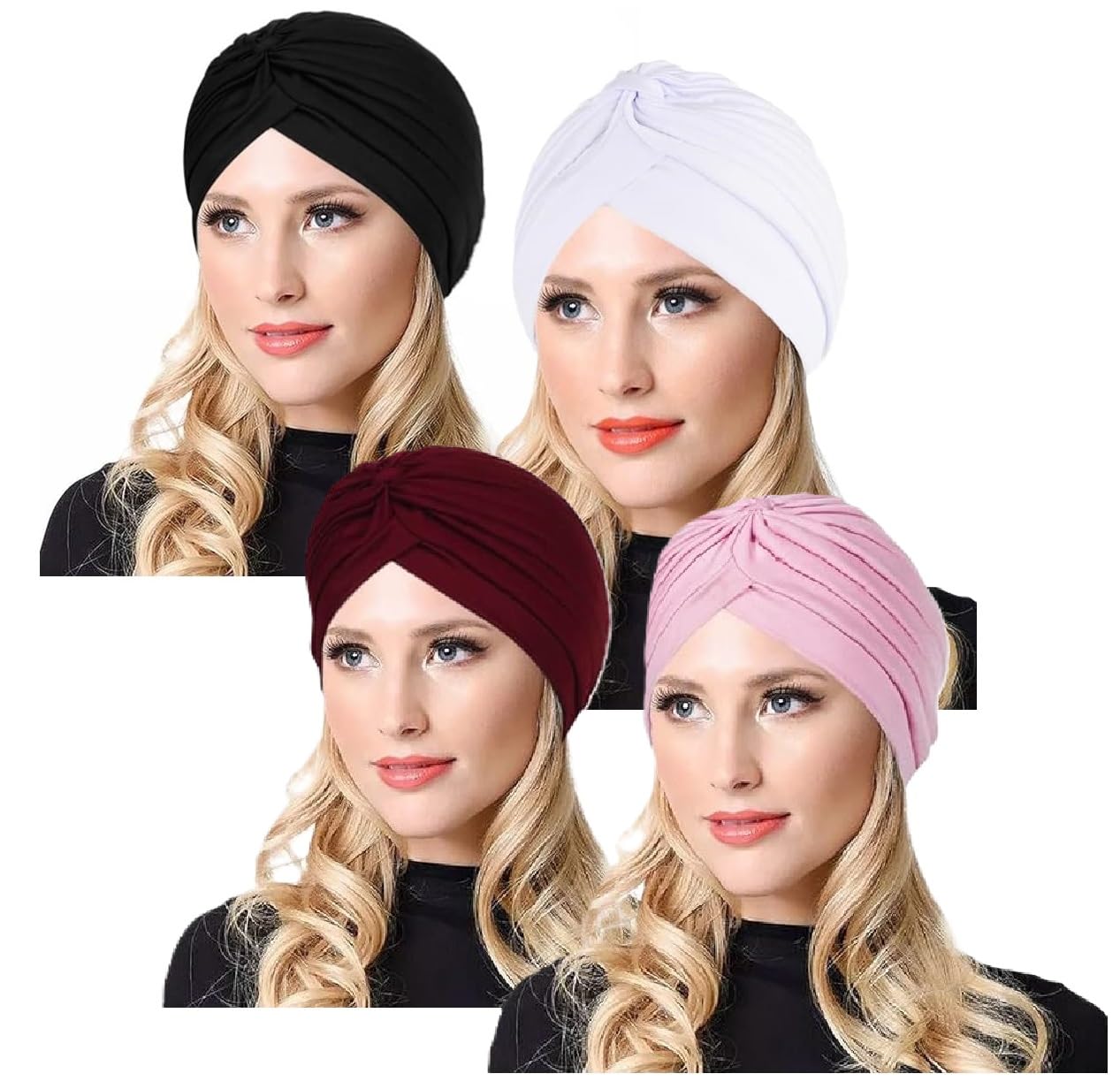 PAROPKAR Men Women Pleated Head Wrap Knit Bonnet Turban/Pleated Stretchable Polyester Women�s Turban Head Cover/Sun Cap Pagri (Multicolor K)