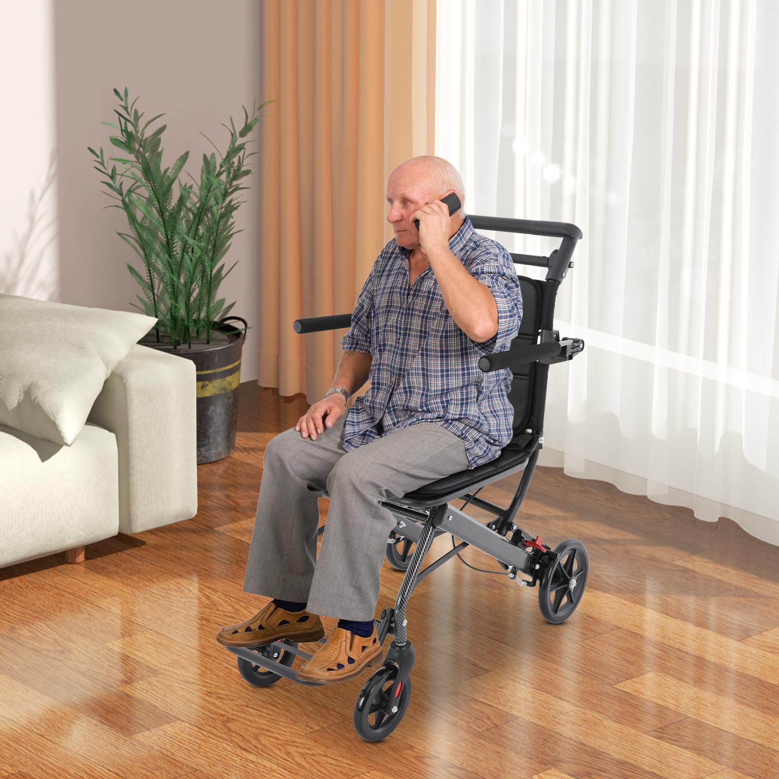 Silla de ruedas plegable ligera, silla de ruedas ultraligera plegable, multiusos, sillas de ruedas de transporte para adultos, silla de ruedas portátil de viaje para hogares, hospitales, residencias
