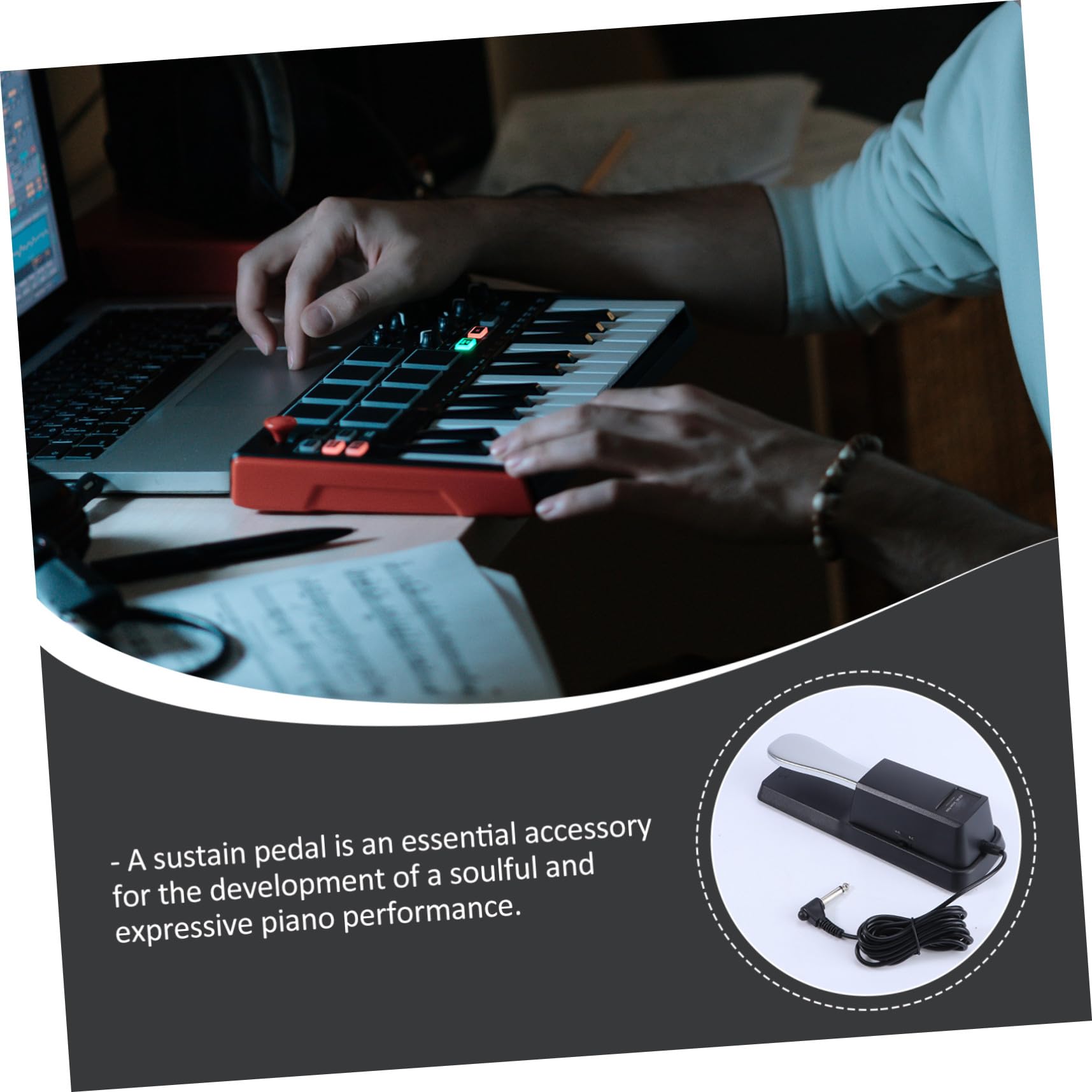 Pedal De Sustain y Resonancia Para Teclado Cable De 1,5 m Polaridad Ajustable