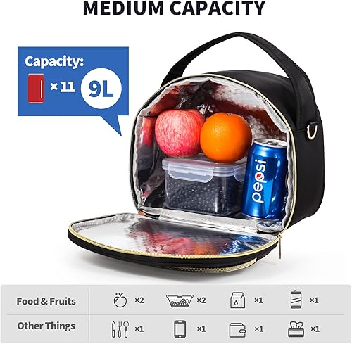 Miniatura 2 de Lindas loncheras pequeñas para adultos, elegantes loncheras para adultos de apertura amplia para mujeres, bolsas reutilizables para el trabajo,