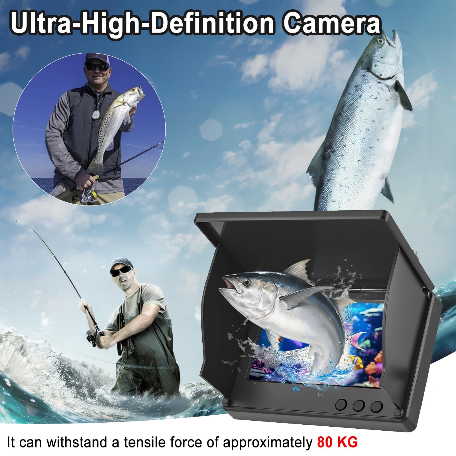 Fishfinder, Unterwasserkamera Angeln mit 220° HD Kamera, IP67 Fish Finder Kamera mit 4.3 Zoll IPS Display und 30m Kabel, Tragbarer Fishfinder für Meeresangeln Fluss Angeln Eisfischen
