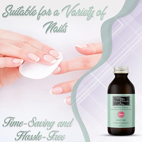 Miniatura 5 de Karma Organic Removedor de esmalte de uñas y paquete de nutrición profunda, fórmula a base de aceite de árbol de té, removedor de esmalte de uñas (4