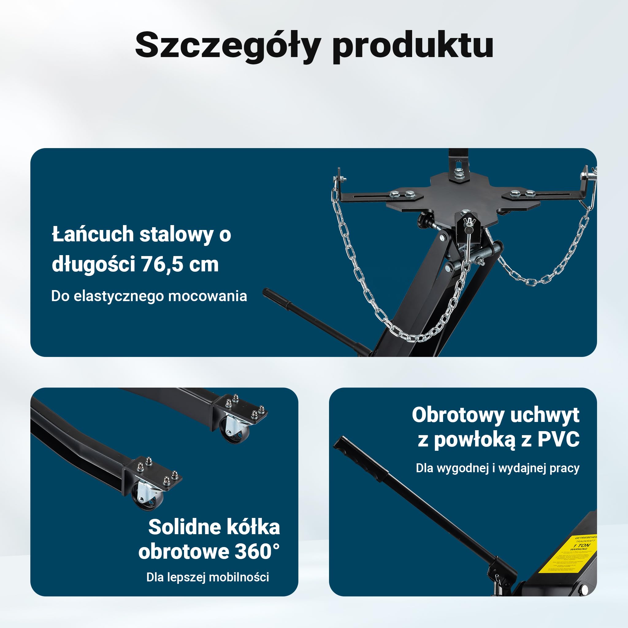 Wiltec Podnośnik do skrzyni biegów do 1 t, 180-790 mm | Żuraw warsztatowy, blok silnika, z kółkami