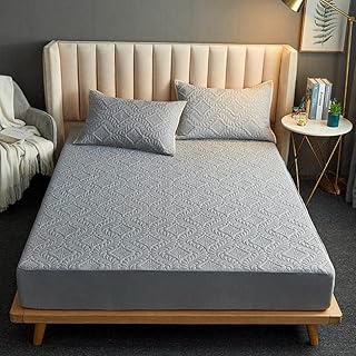 Sábana Acolchada Impermeable con Elástico Queen King Size Protector De Colchón De Color Sólido para Cama Doble,Huise,90x200x30cm