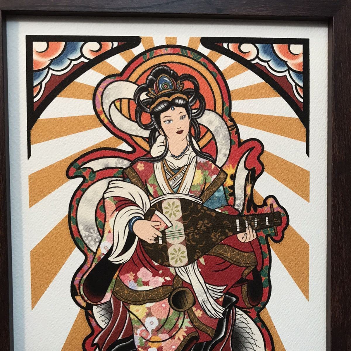 縁起物 開運 イラスト 2枚セット 七福神 弁財天 鶴 赤富士 B5