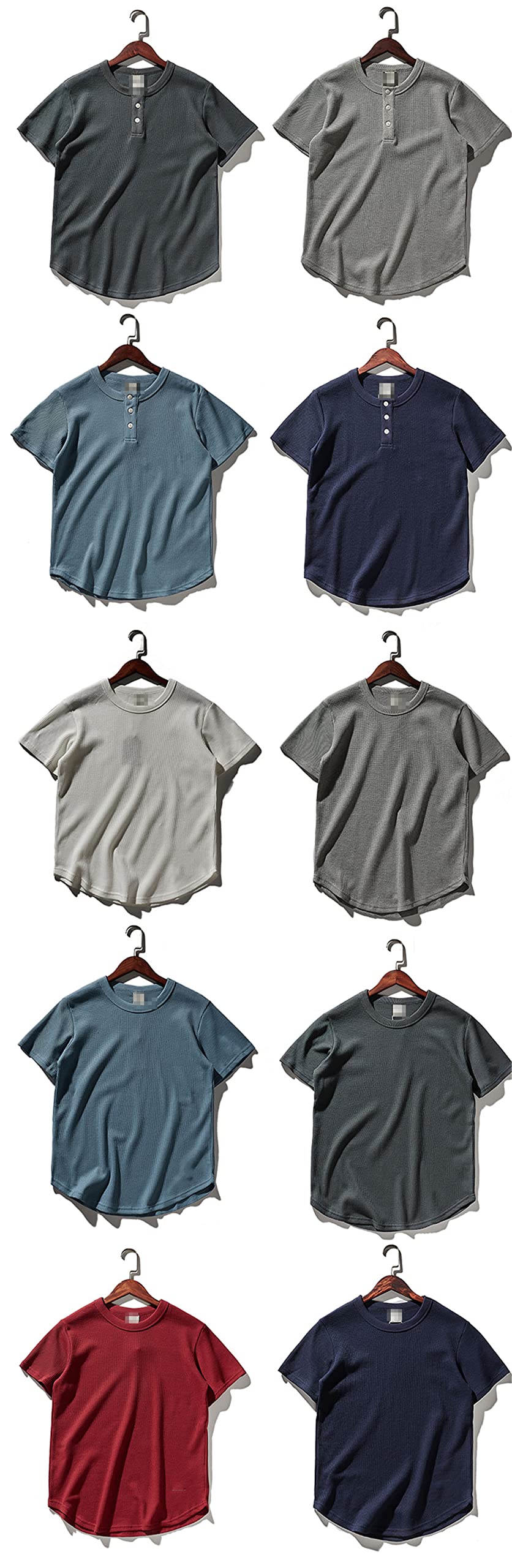 Vogrtcc Camiseta de cuello Henry para hombre, manga corta, estilo casual, holgada, 23001, XXL