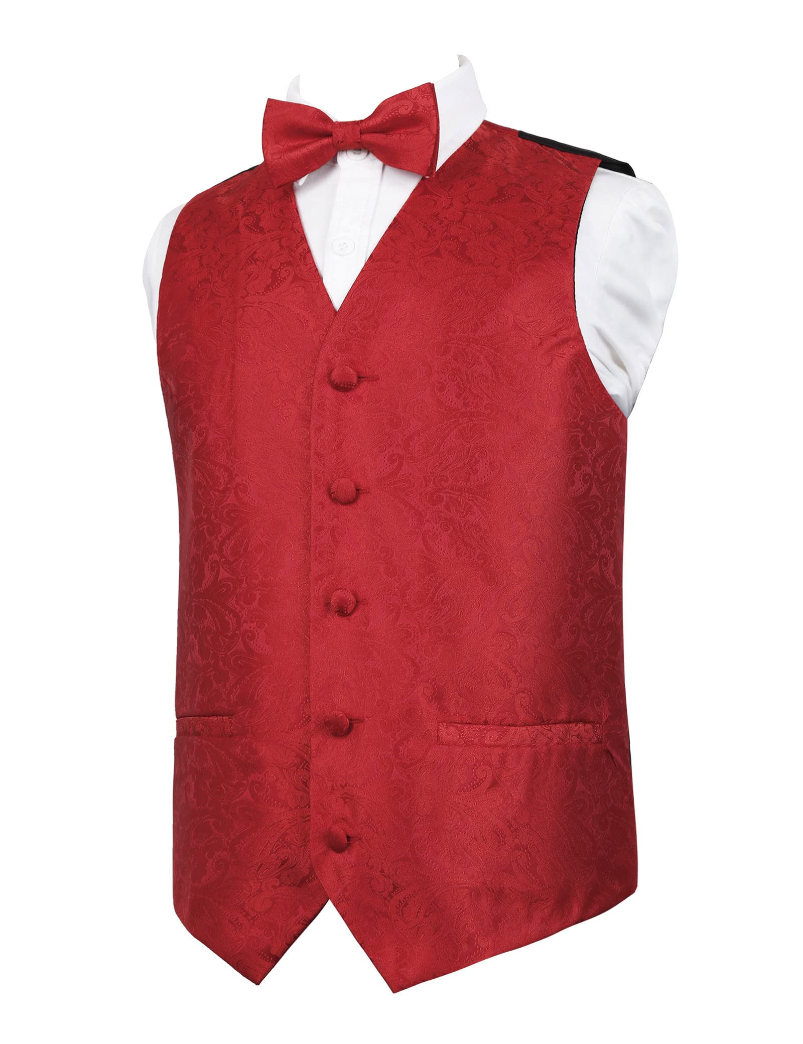 Alizeal Boys 2PCS Classic Pre-Tied Paisley Bow Tie Suit Vest Set