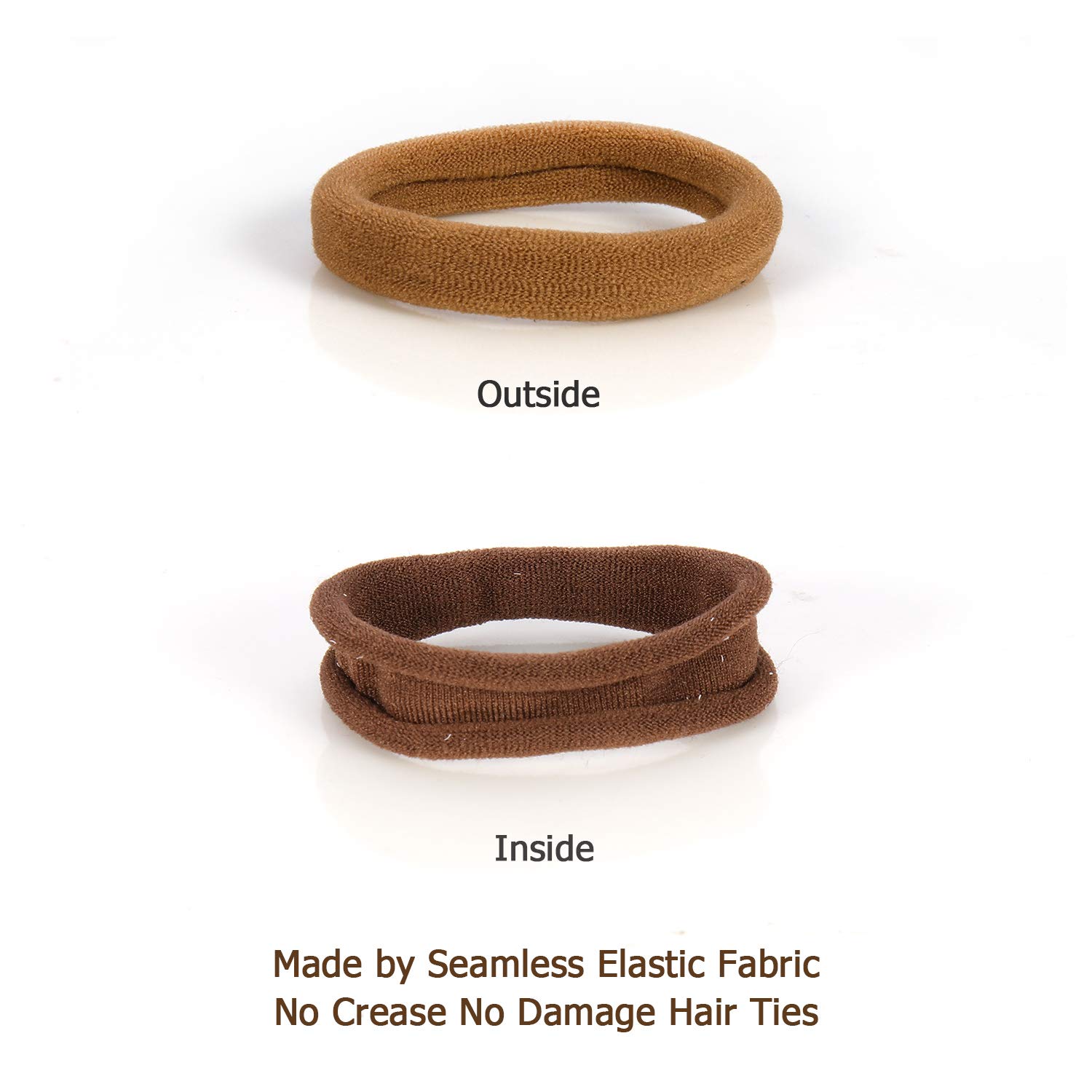 Soft Thick Seamless Cotton Hair Ties, Ponytail Scrunchies Head bands No Damage Crease for Women Girls Kids Poncytail Holder 100 Pieces (Brunette Brown Set) : Beauty & Personal Care