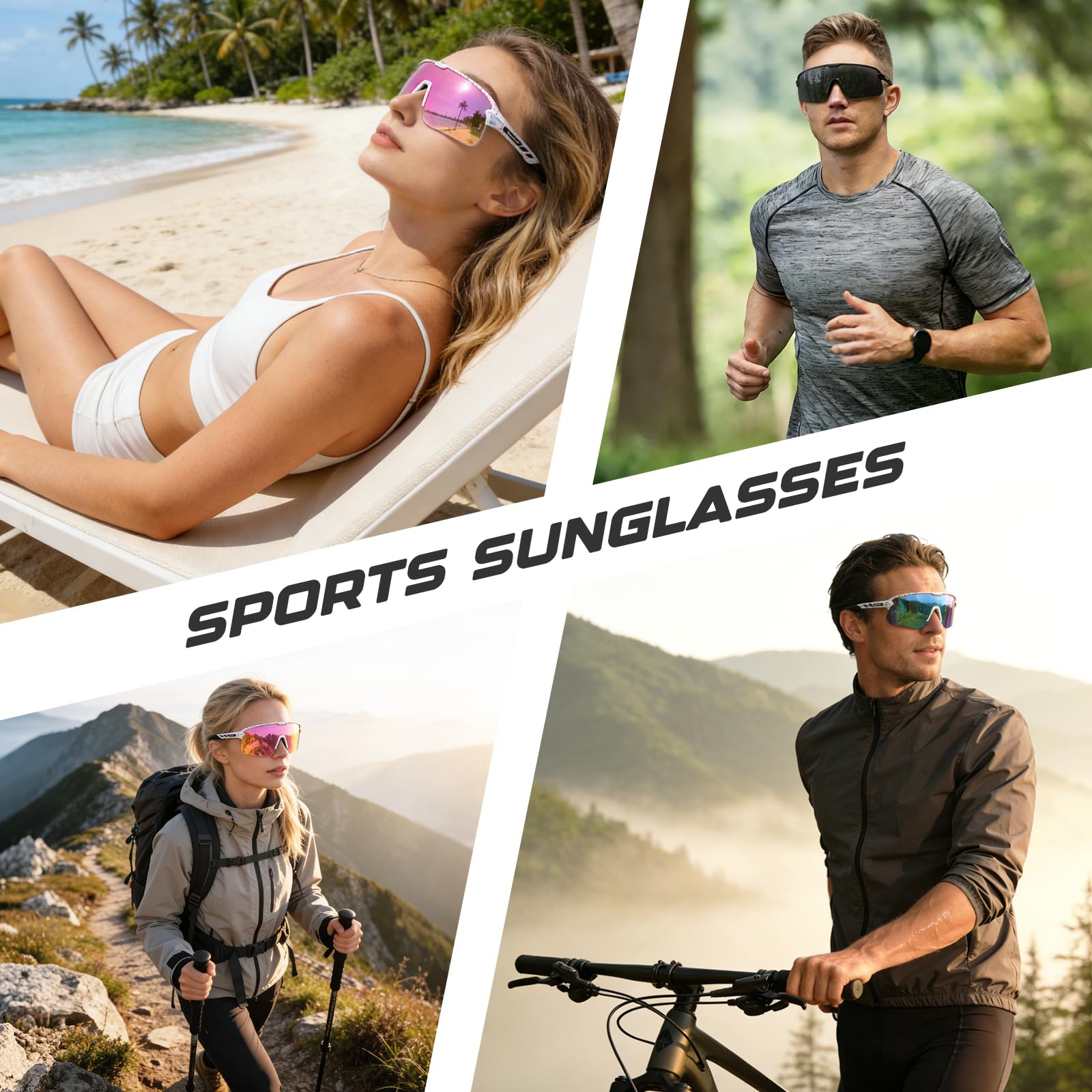 BangLong Occhiali da sole sportivi per uomo e donna, protezione UV400, TR90, per ciclismo, corsa, baseball, attività all'aperto