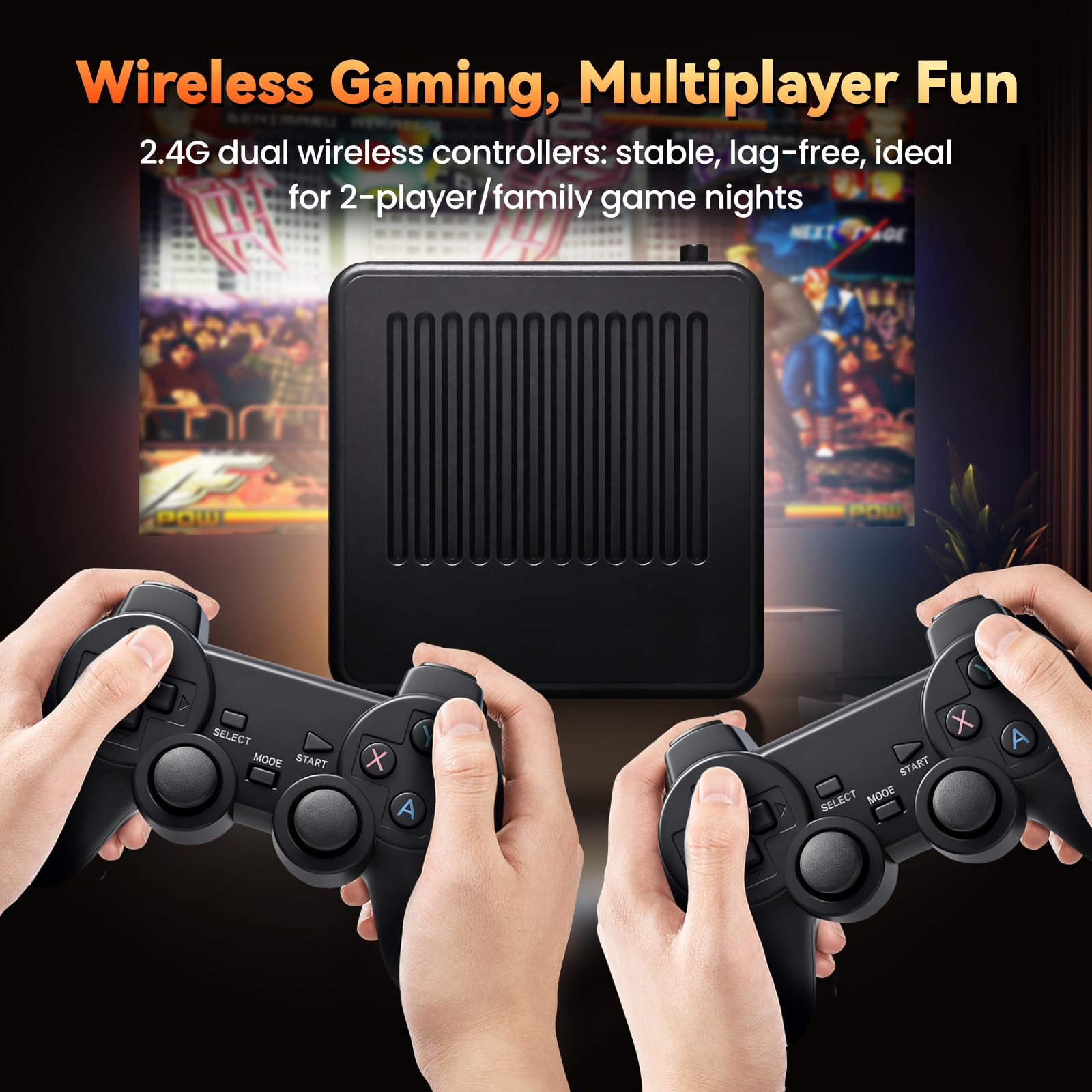 Retro Game Console - AUFGLO Retro Game Stick Over 40,000 Integrated Games, Over 50 Emulators, 4K Output, 2 Wireless Controllers