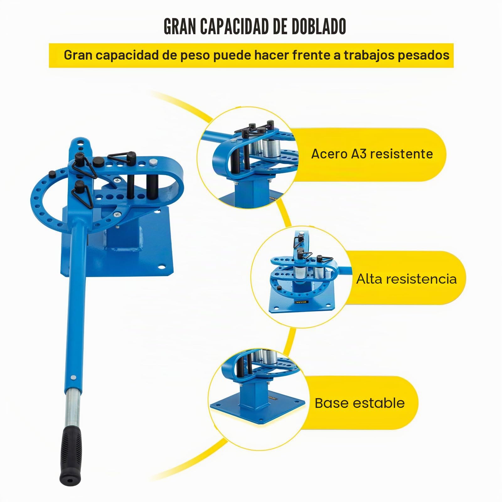Mophorn Máquina de DobladoTuberías Curvadora de Tubos Máquina Multicapa Dobladora de Tubos YP-9 7 Matrices 1 "-3" Compacta Escritorio, Dobladora de Tubos Manual Longitud del Mango 44 "