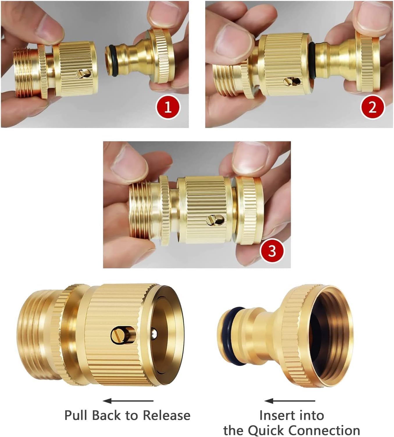 Tesmotor Raccordo per Rubinetto da Giardino, per Tubo da 3/4 e graden, connettore rapido per Tubo(1 Coppia