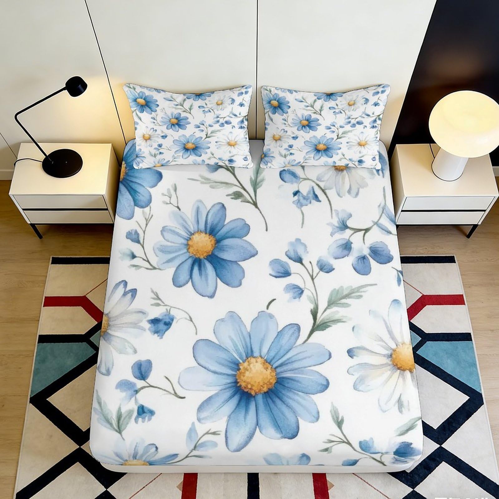 3D Printed Reindeer Christmas Fitted Sheet Microfiber Non-Slip Deep Pocket Reindeer Mattress Fitted Cover Washable Bedroom 120x200x25cm
