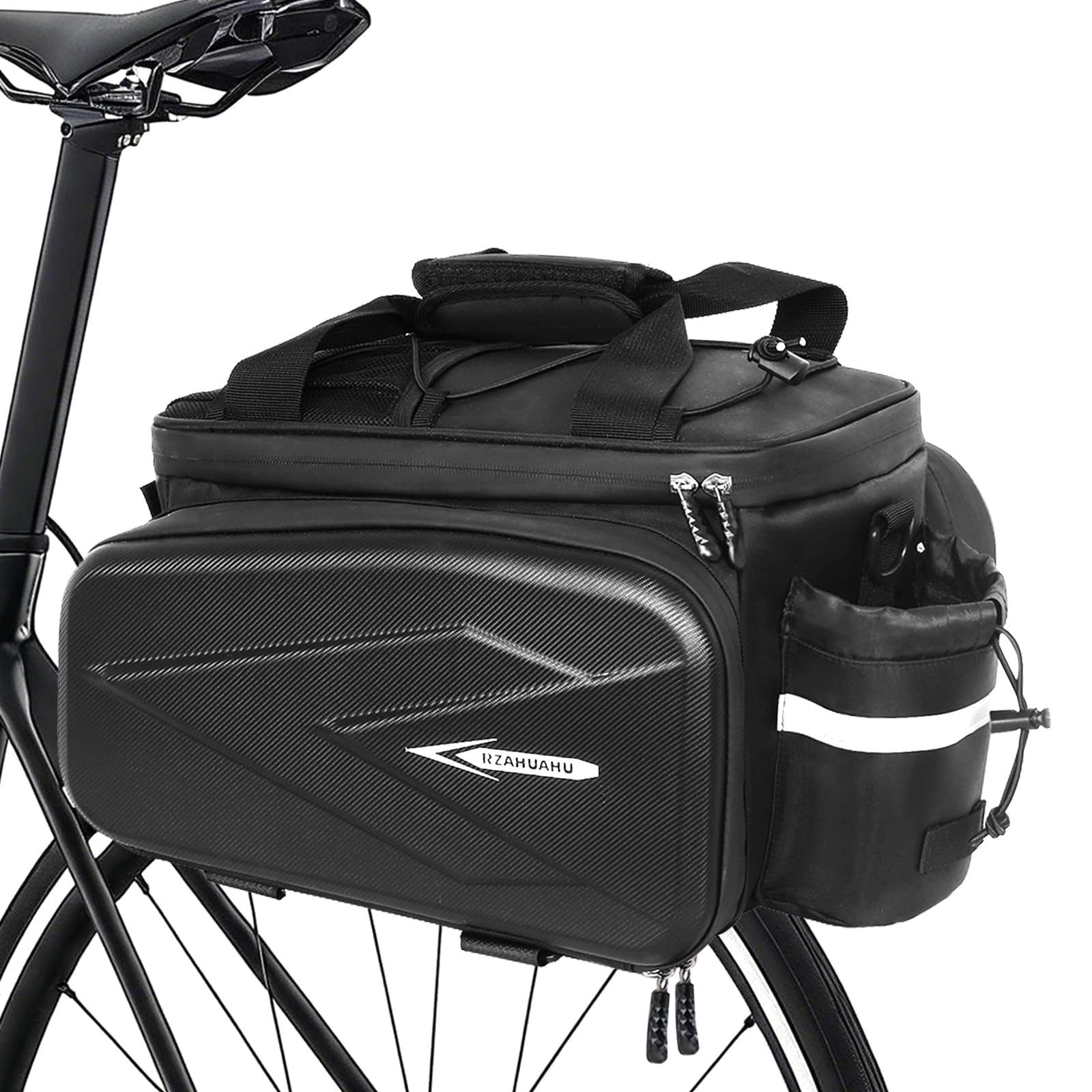 NDakter Bike Bags, 20L Waterproof Insulation Bike Panniers for Rear Rack, 3 in 1 Expandable Ebikes Trunk Bag, Reflective Electric Bike Saddle Panniers with Rain Cover (20L EVA Hard Shell)