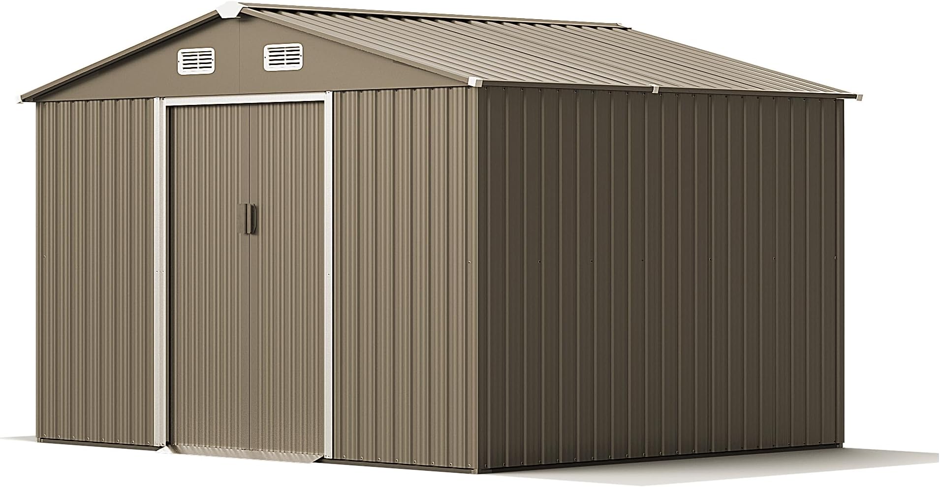 Gotland 10FT x 8FT Metal Storage Shed for Outdoor with Design of Lockable Slide Doors and Air Vent, Tiny House Utility and Tool Storage for Garden, Backyard, Patio Lawn