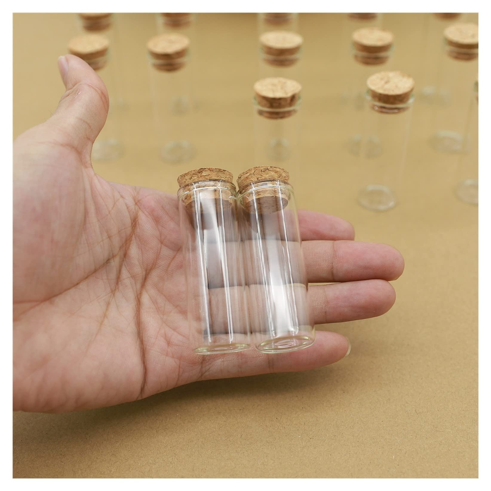 Plastikowe probówki 50 szt./partia szklana butelka 22 * 60 mm 12 ml probówka korek korek mini butelki na przyprawy pojemnik małe słoiki DIY fiolki małe butelki szklane plastikowe probówki z pokrywkami