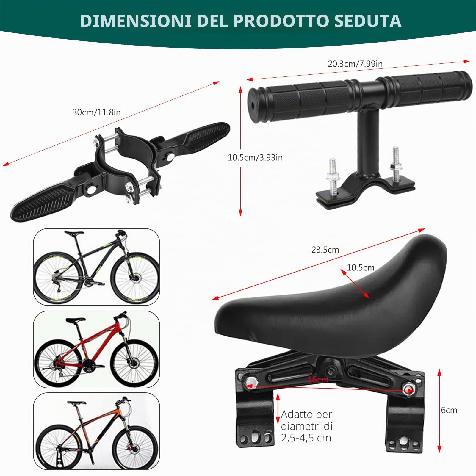Seggiolino per bicicletta anteriore, mountain bike, anteriore con manubrio e pedale, sedile anteriore per bambini, seggiolino per bicicletta, seggiolino per bambini, seggiolino per bicicletta