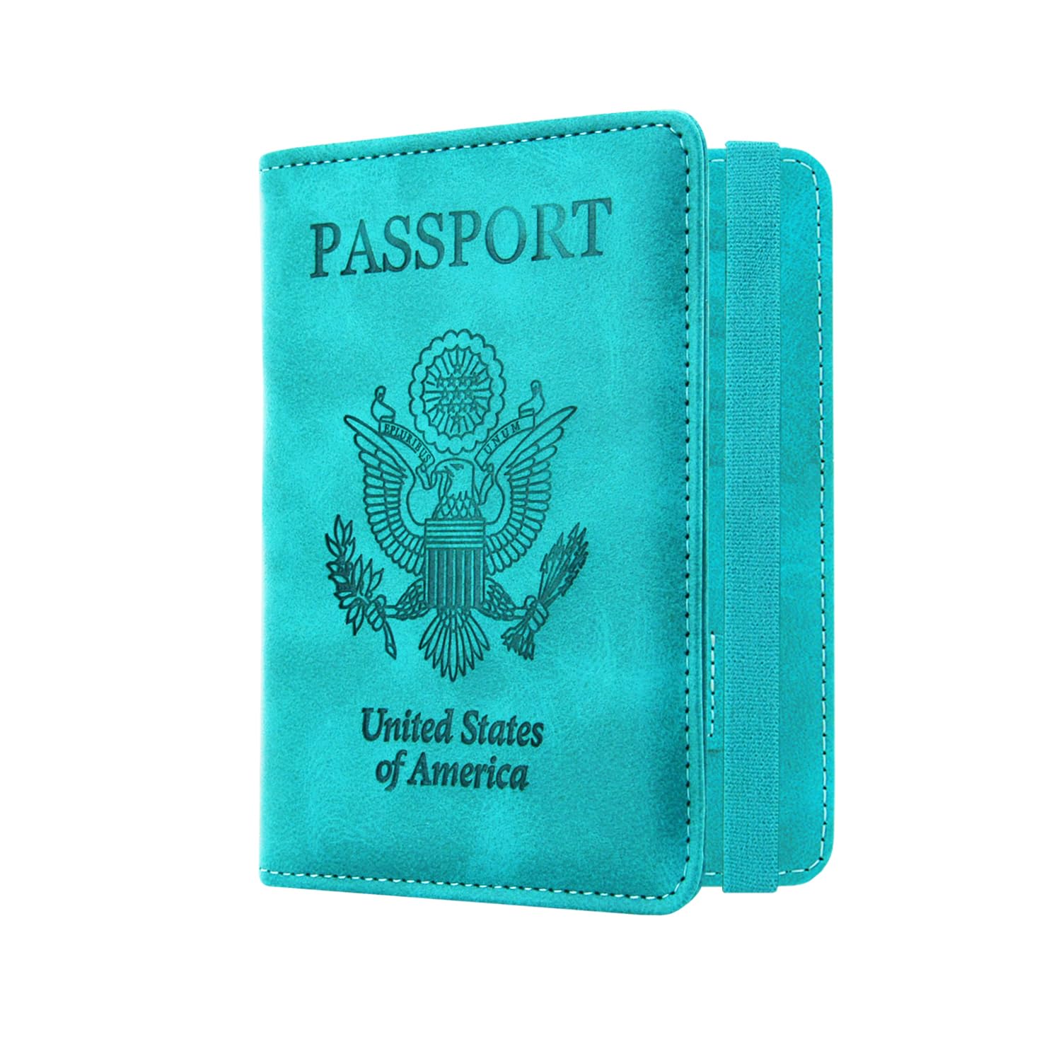 ACdream Passport Holder Wallet, RFID Blocking, Cover Case with Card Slots, PU Leather Travel Documents Organizer Protector for Women and Men, Sky Blue