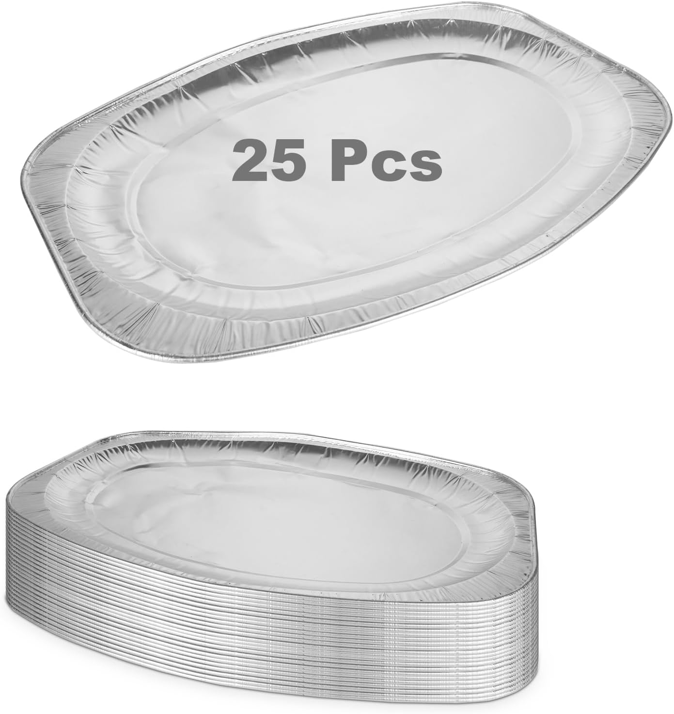 ZOFUN 25 Pcs Oval Platters for Party Food, 43 x 28 cm/17" Large Foil