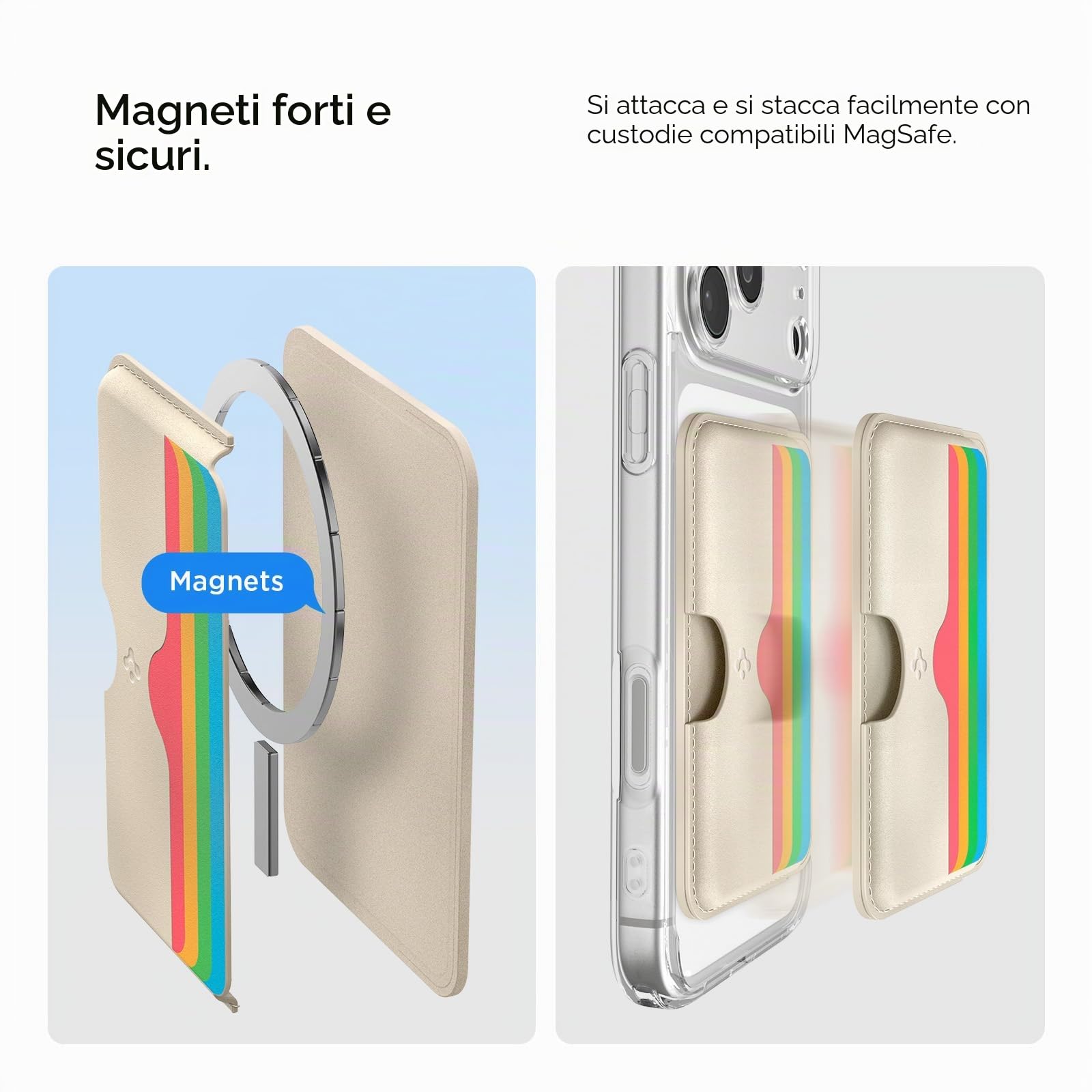Caseology Folder Pop Magsafe Wallet [silicone antiscivolo] Porta carte magnetico per iPhone 15, 14, 13, 12 Series
