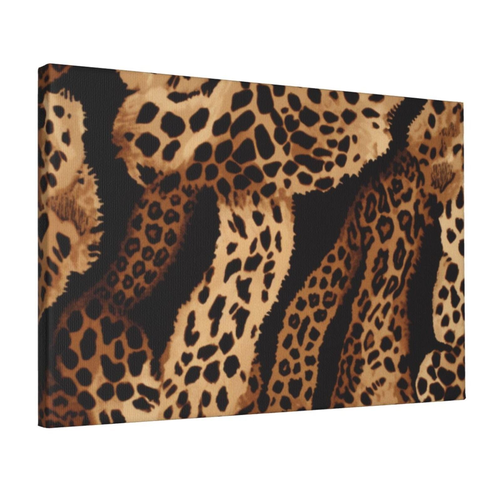 YKLJG Leopard Pattern Printed Wall Art Canvas Prints 45x30 CM Wooden Framed Picture Painting Artwork for Bedroom Kitchen Home Office Decor
