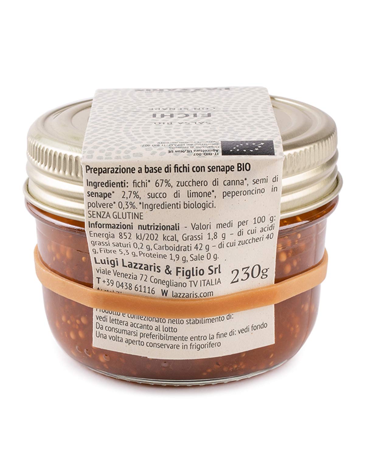 Lazzaris 1901 - Salsa di fichi con senape bio 230 g Gourmet - 4 vasi per cartone