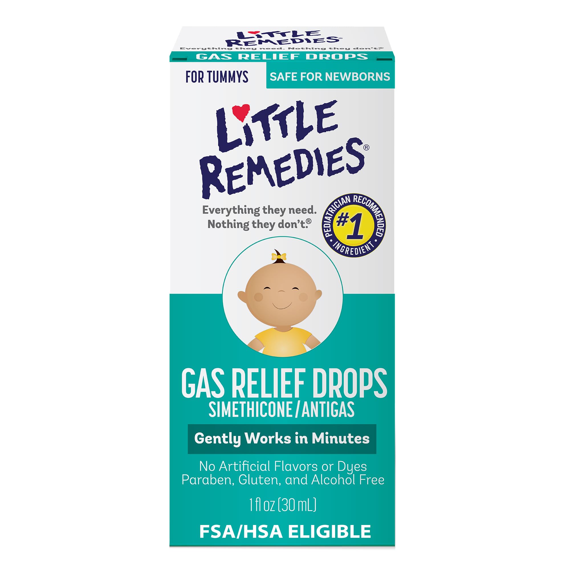 Little RemediesNewborn Gas Relief Drops, Relieves Discomfort From Gas, Baby Medicine with No Artificial Flavors or Dyes, Natural Berry Flavor, 1 Fl Oz
