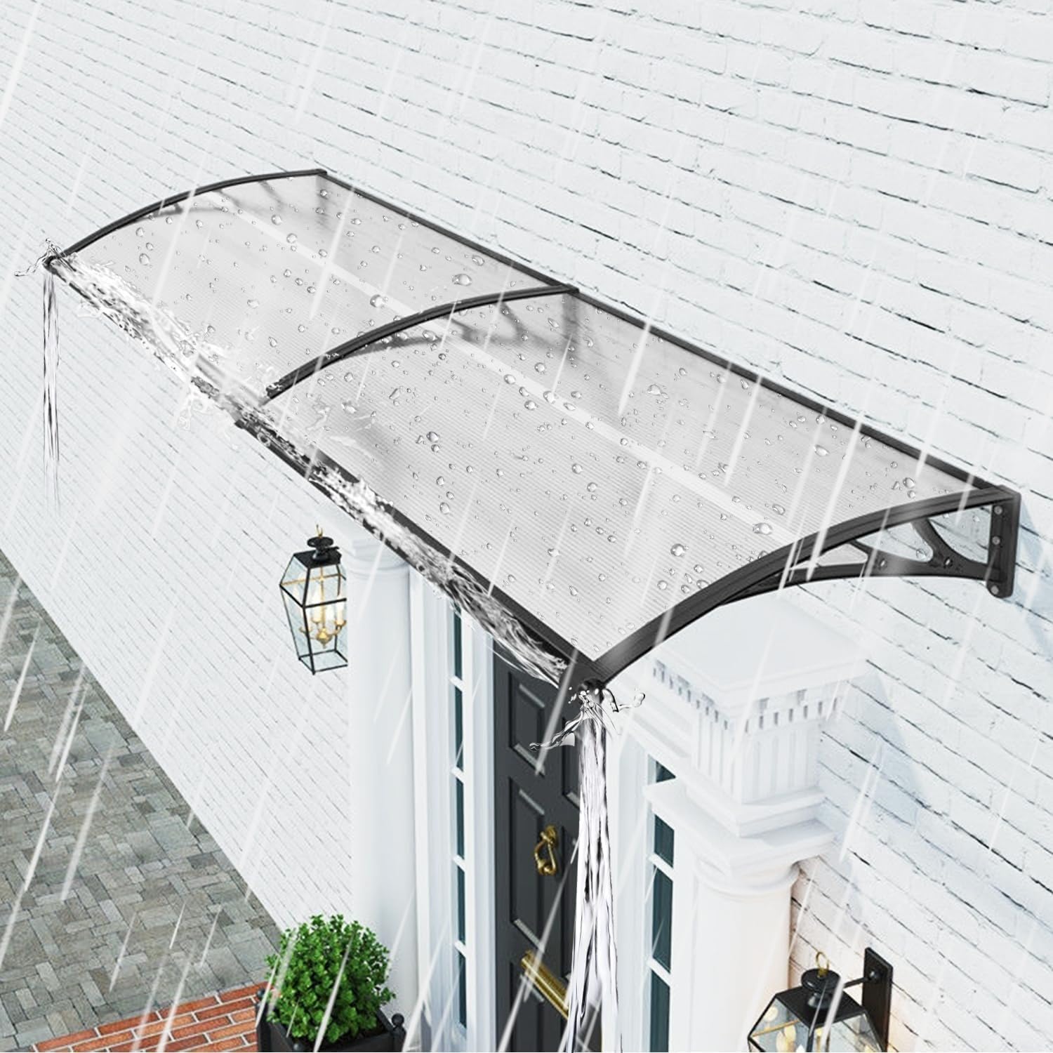 Auvent de fenêtre robuste anti-UV et pluie avec abri transparent en aluminium