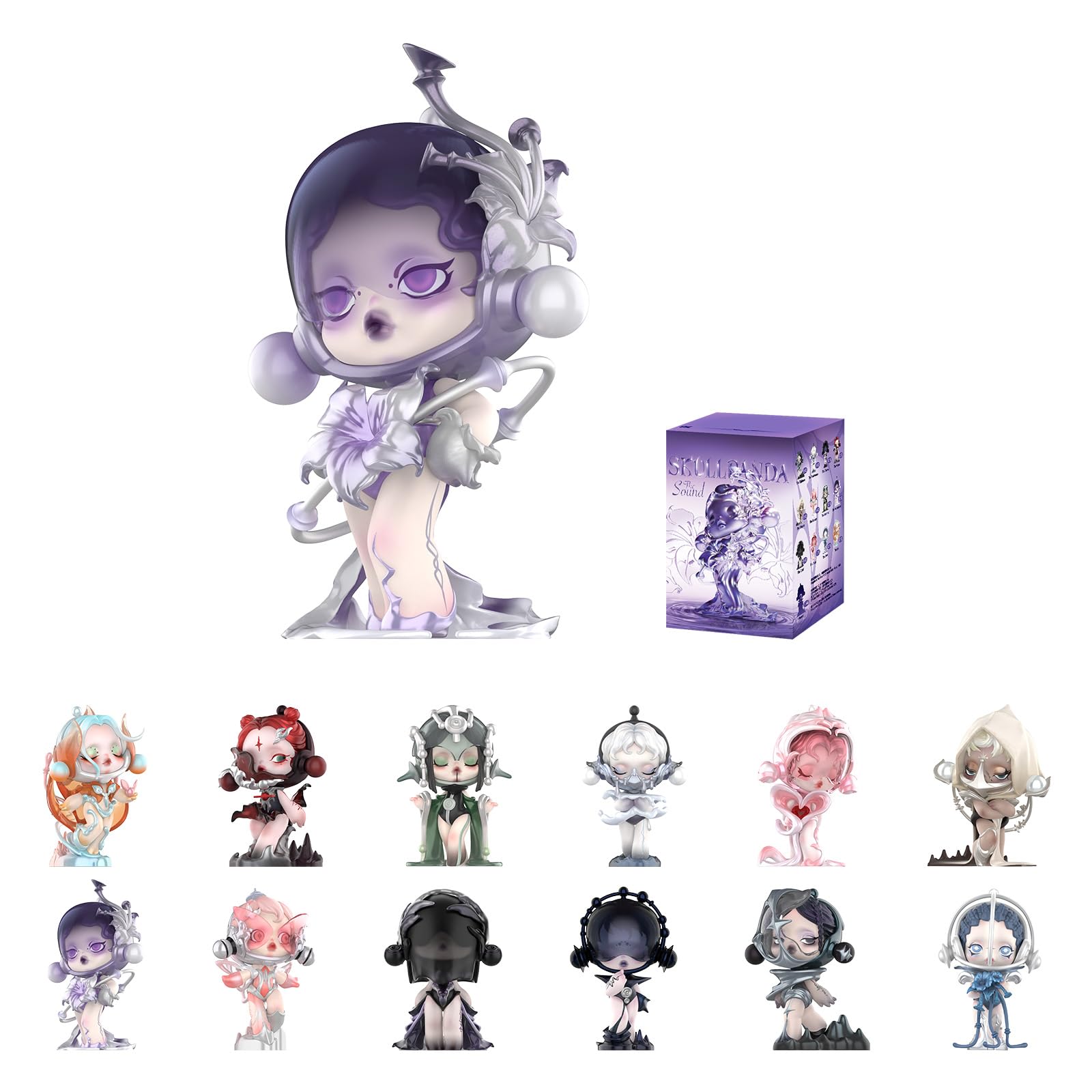 POP MART SKULLPANDA The Sound Series Figures, SKULLPANDA Blind Box Figures, Random Design Action Figures Collectible Toys Home Decorations, Holiday Birthday Gifts, Single Box