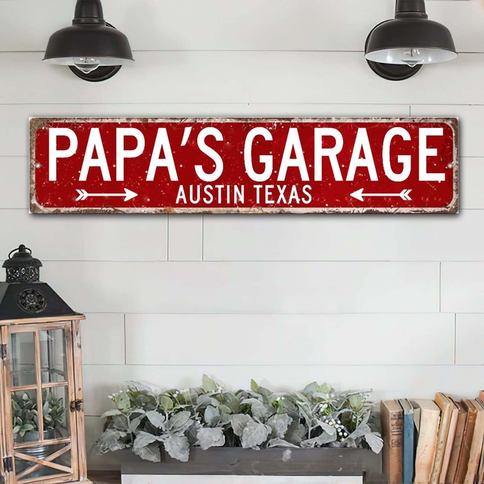 Targa Decorativa In Legno Per Garage 'Divertente Insegna Rustica' 30x15 Cm Con Corda - Per Casa, Officina, Regalo Uomo