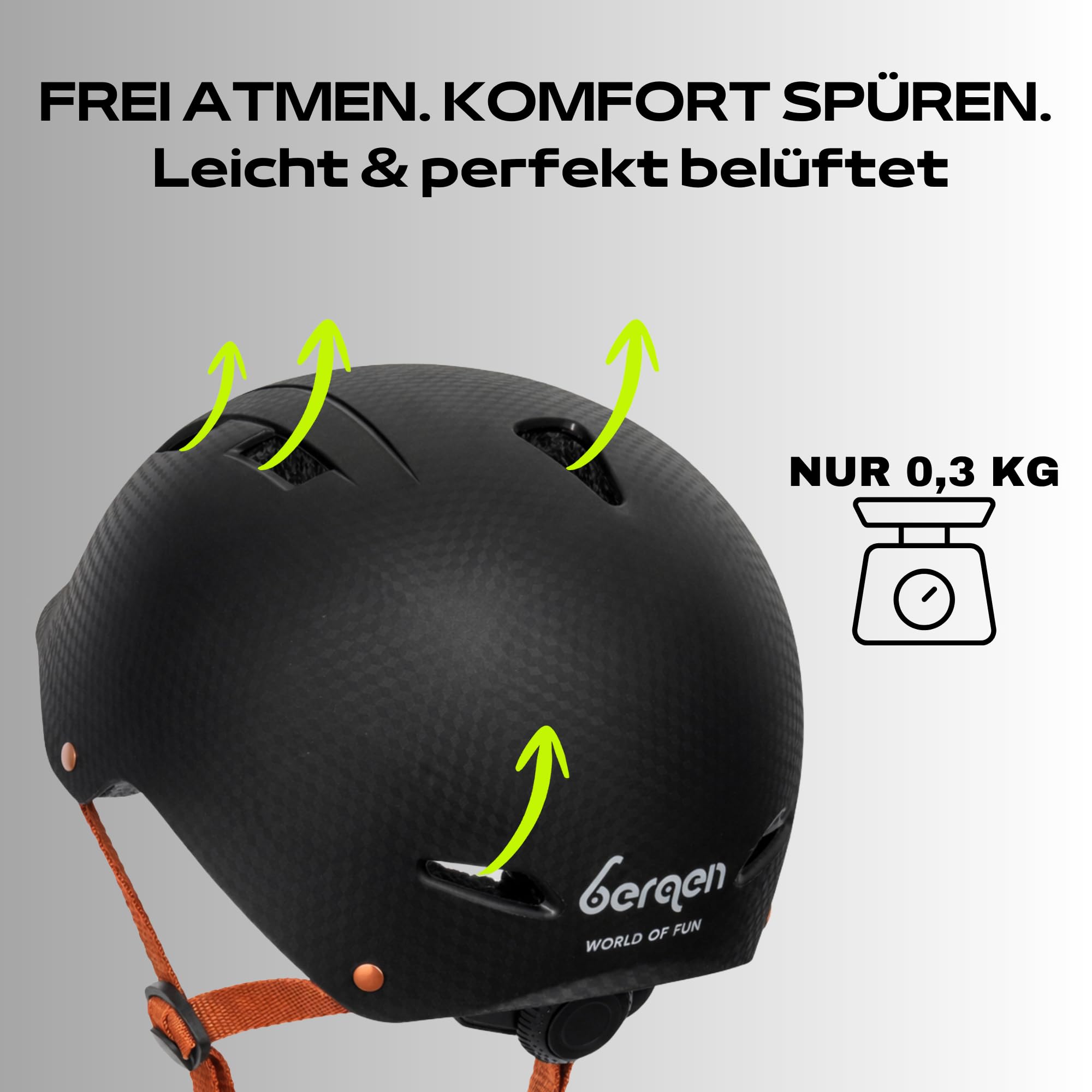Bergen Dziecięcy kask rowerowy Scout 46-56 cm, lekki kask dziecięcy z regulacją rozmiaru, dobra wentylacja, bezpieczny i wygodny, na rower, skuter, skate, kask dla chłopców i dziewczynek