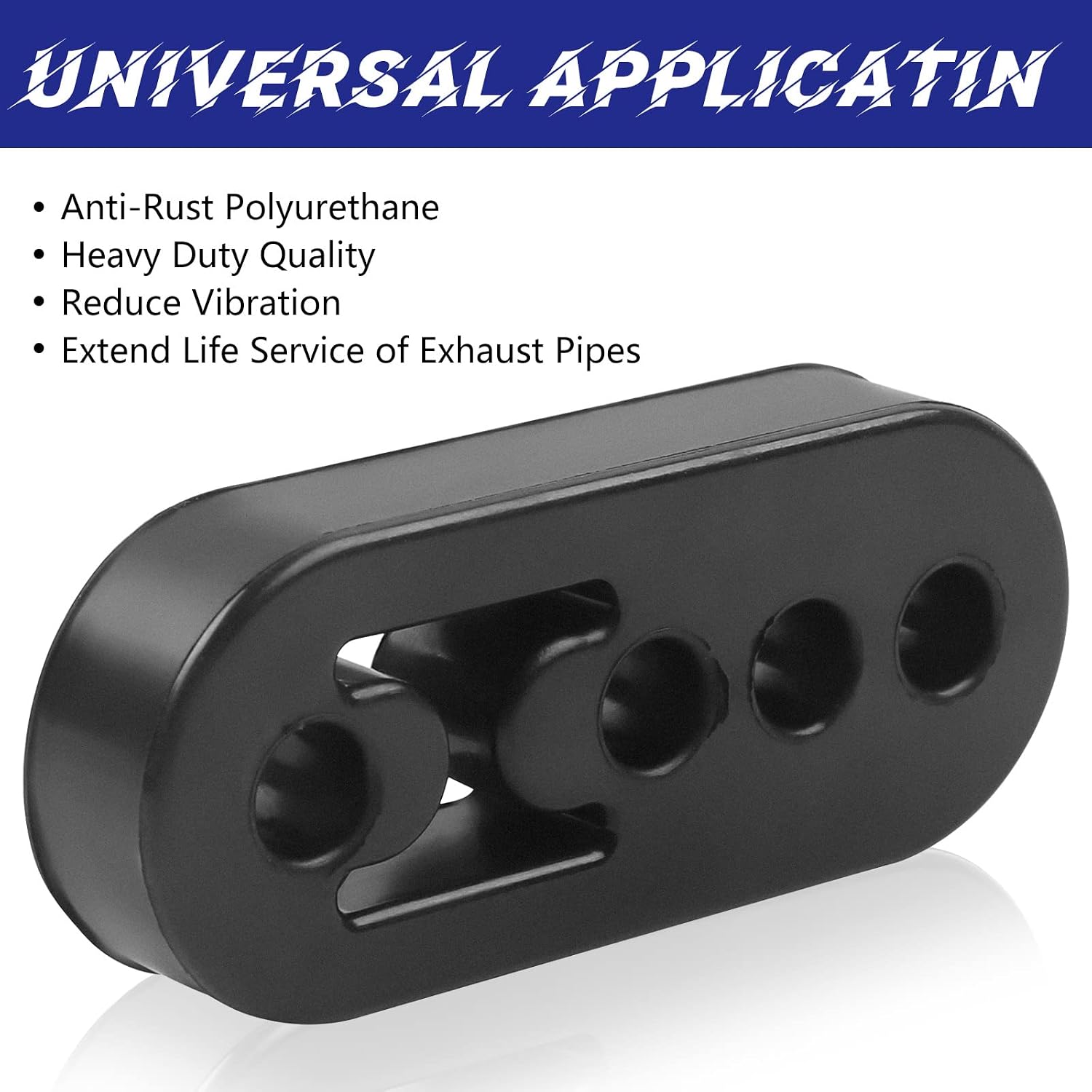 Pack of 4 Exhaust 4 Hole Rubber Hanger, Tailpipe Mount Brackets Insulator, Diameter 0.43", High Density & Anti-Corrosion Rubber, Universal Use (Pack of 4, 110 mm/4.5 IN)