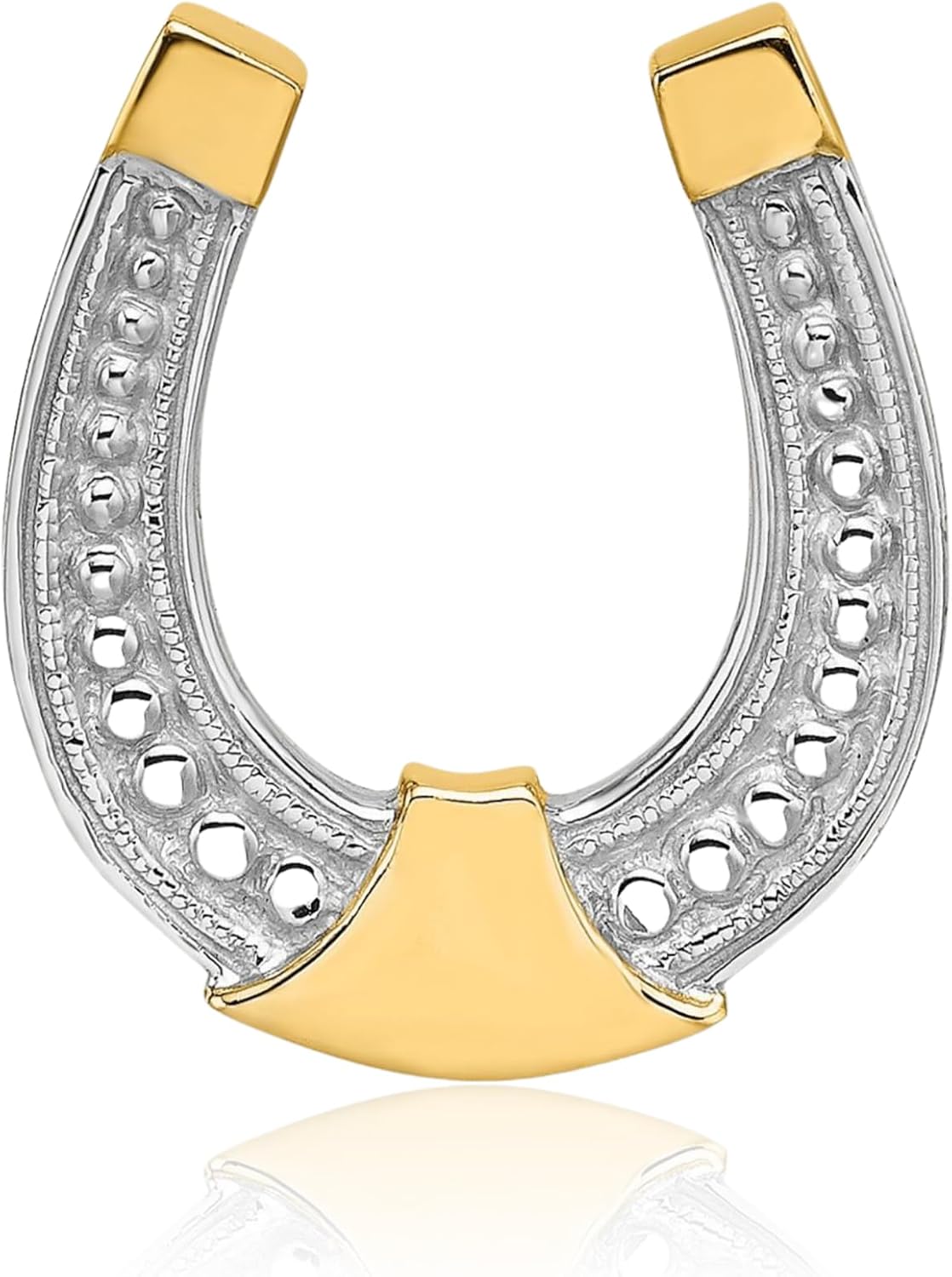 IceCarats 14K Solid Yellow Gold Medium Horseshoe Pendant Necklace 23.57mm 0.9 inch Polished, Textured for her