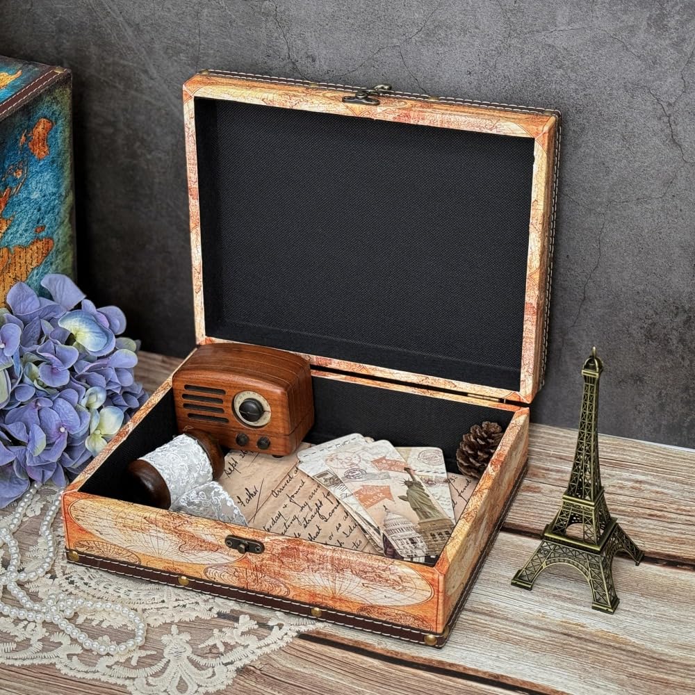 Amedoo Treasure Chest Box, Vintage Wooden Storage Box, Travel
