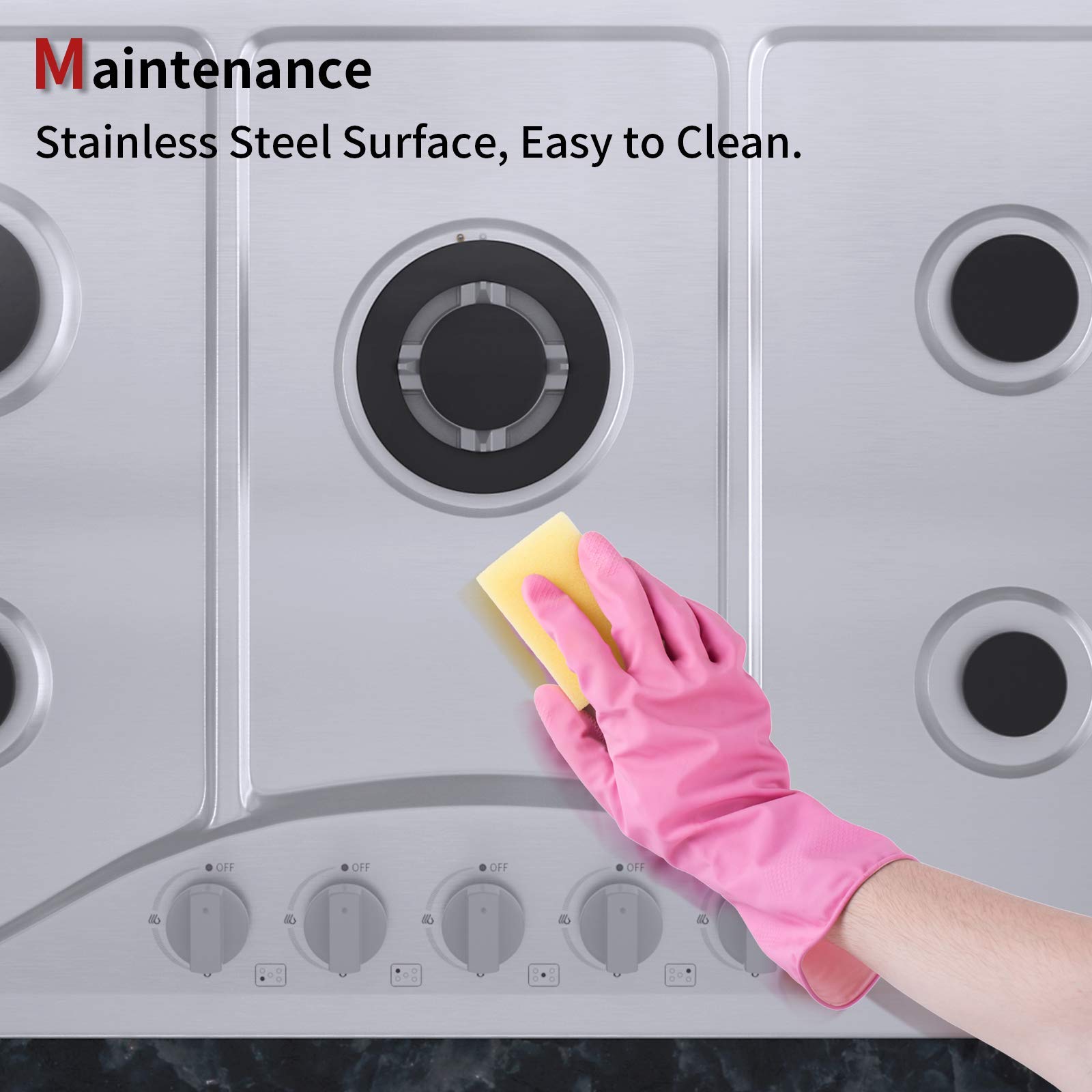 Buy Gas Cooktop 30 inch Stainless Steel 5 Burners Gas Stove with NG/LPG