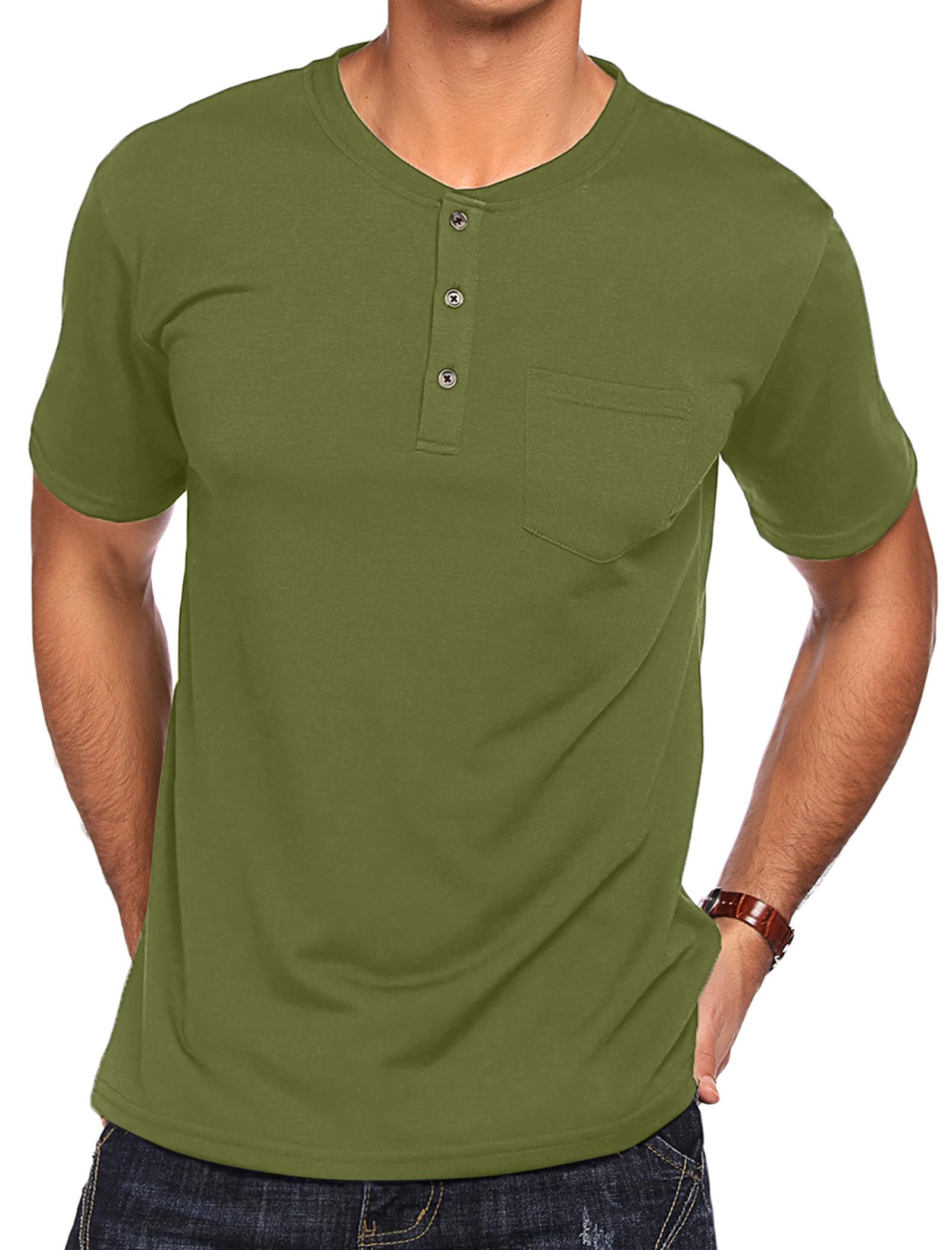 coofandy men39s 3 pack henley shirts short sleeve casual basic tees classic henley summer solid t shirts with pocket