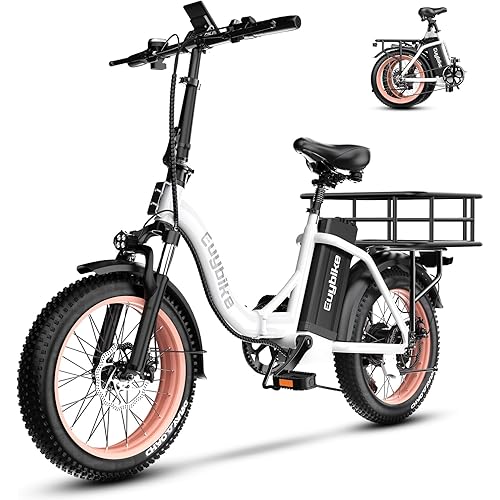 1000W Folding Electric Bike,48V 20AH Removable Battery E Bike,30+MPH,80 Miles Max Range Electric Bike for Adults,20" Fat Tire Foldable ebike,Adult Electric Bicycle for Commute Beach Snow