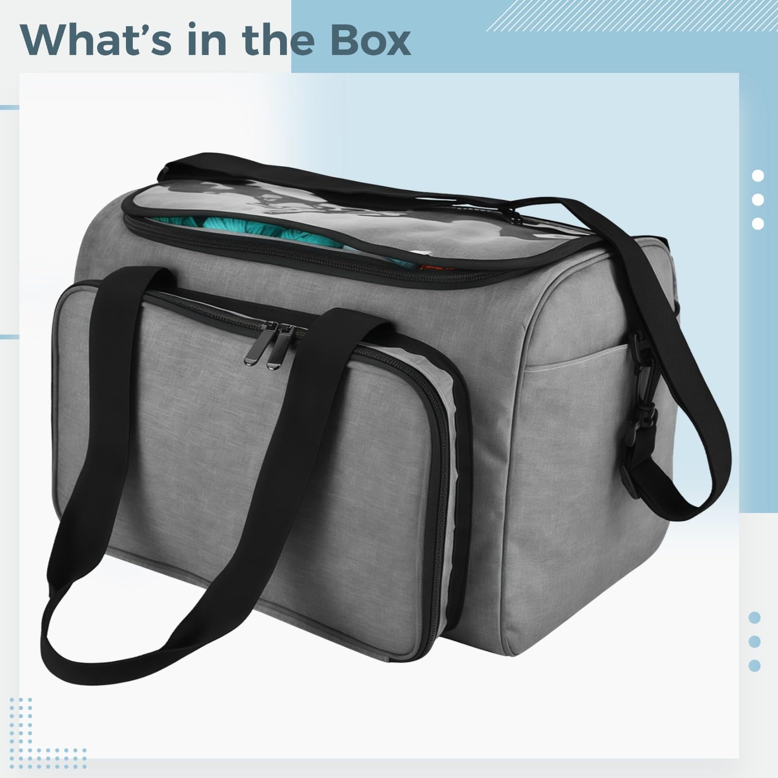 Borsa da viaggio da parrucchiere, in tessuto Oxford, con divisori regolabili, finestra trasparente e tracolla, organizer per acconciature e accessori fai da te