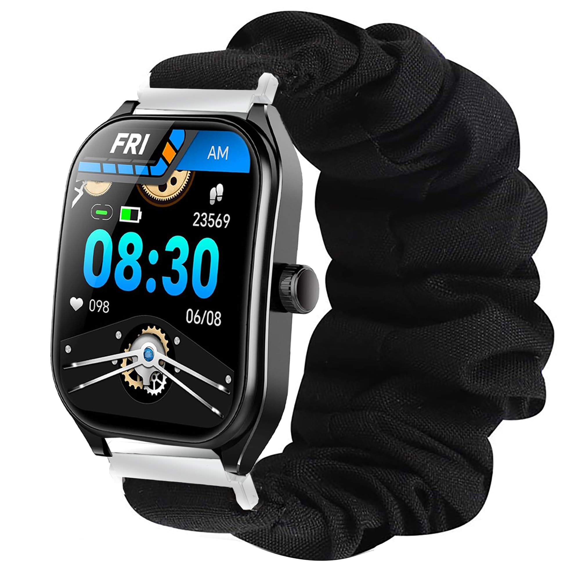 Lamshaw Compatible for Aolon Curve Smart Watch Bands, 22mm Fabric Elastic Scrunchie Elastic Women Cute Replacement Straps Compatible for Aolon Curve